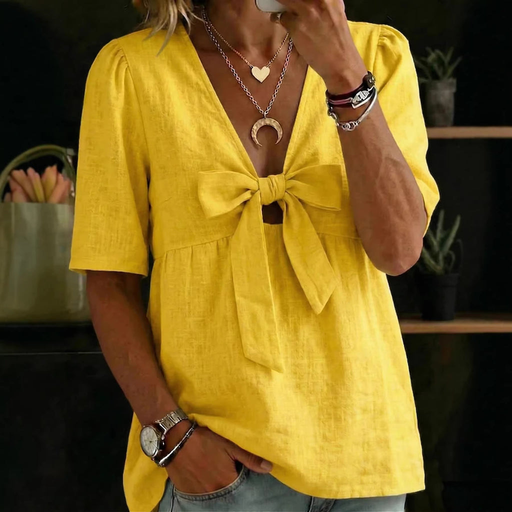 Women's Casual And Versatile V-Neck Top Shirt