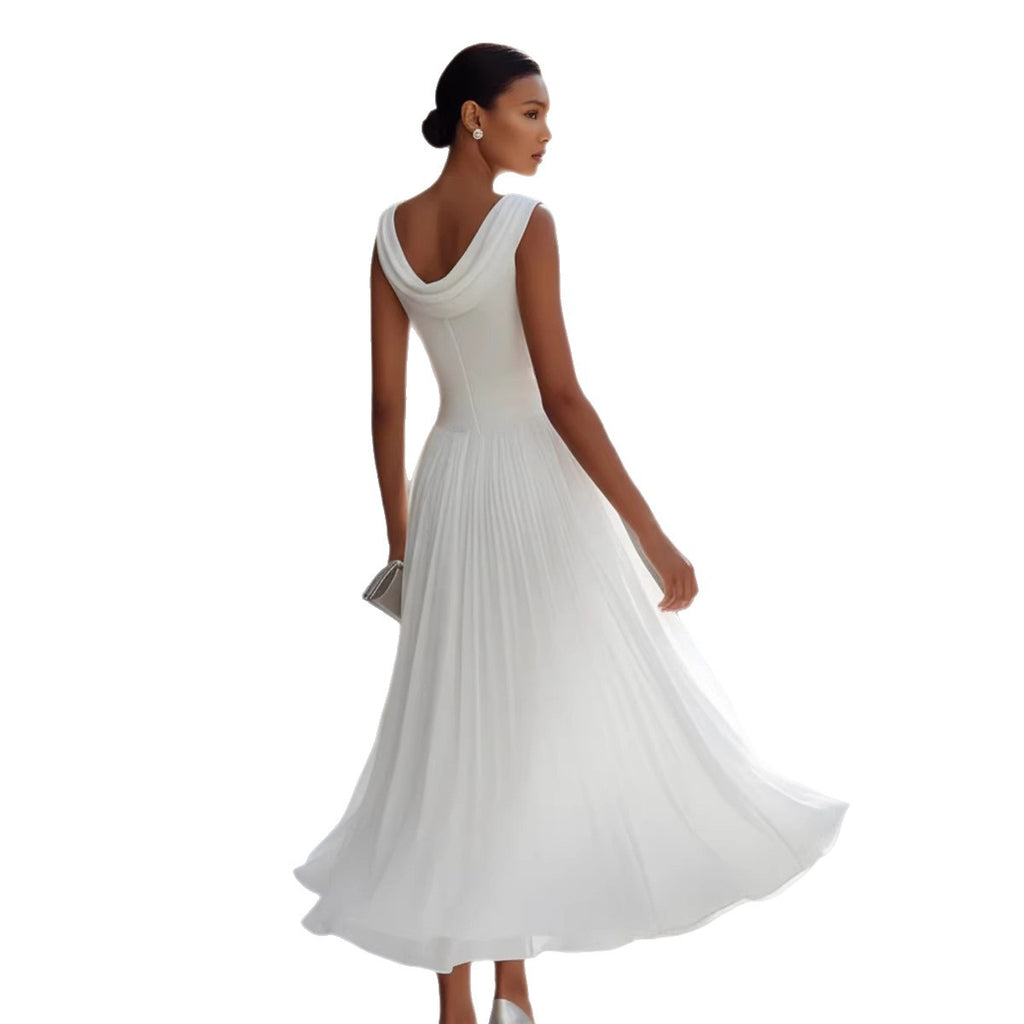 Elegant Party Unique Chiffon Boat-Neckline Dress For Women