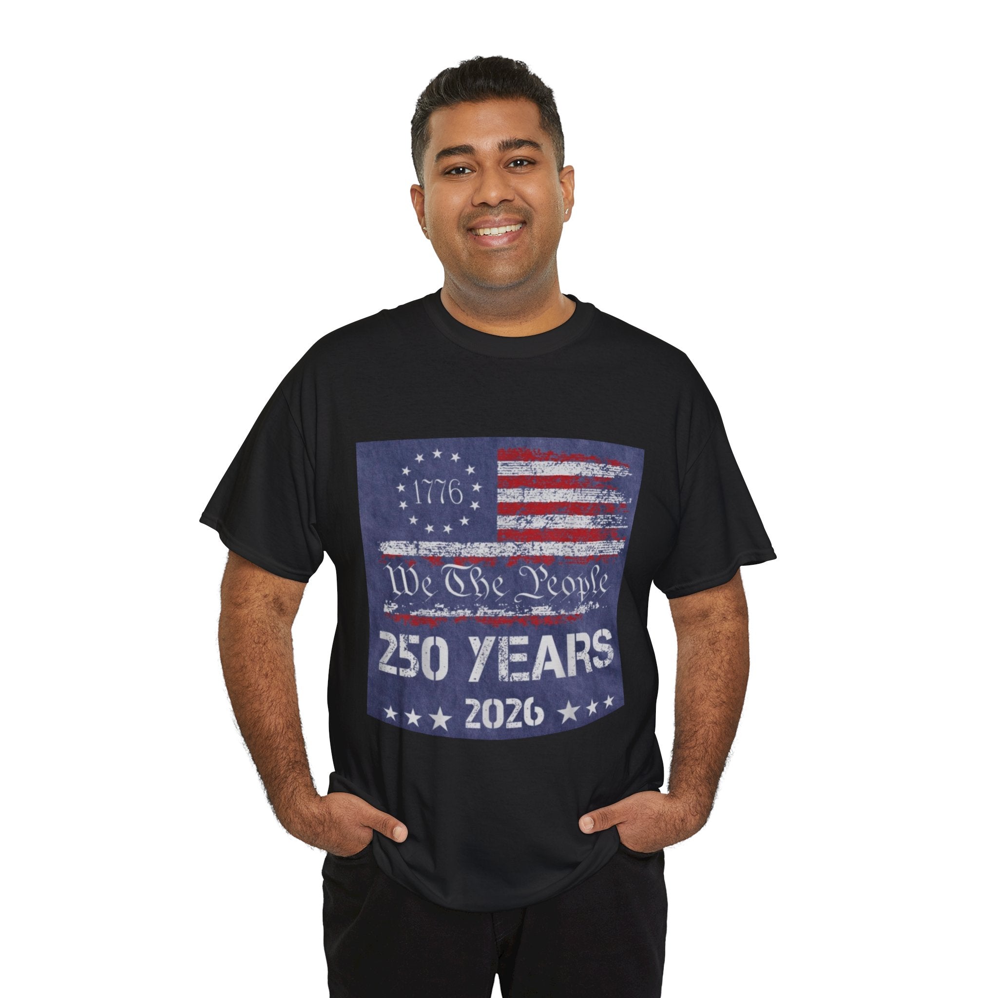 T-Shirt — Vintage 'We The People 250 Years 2026' Patriotic American Flag Tee