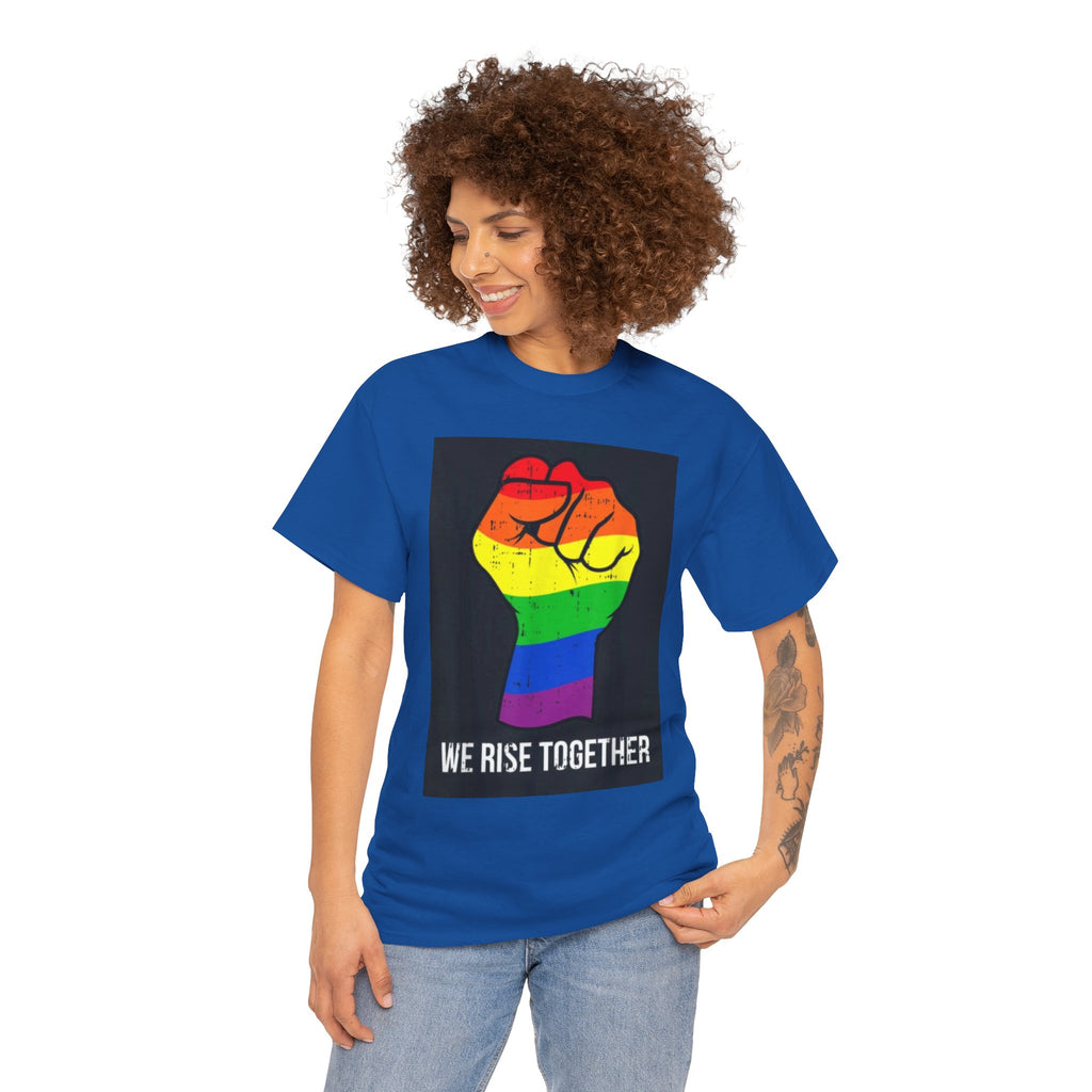 We Rise Together Rainbow Fist T-Shirt