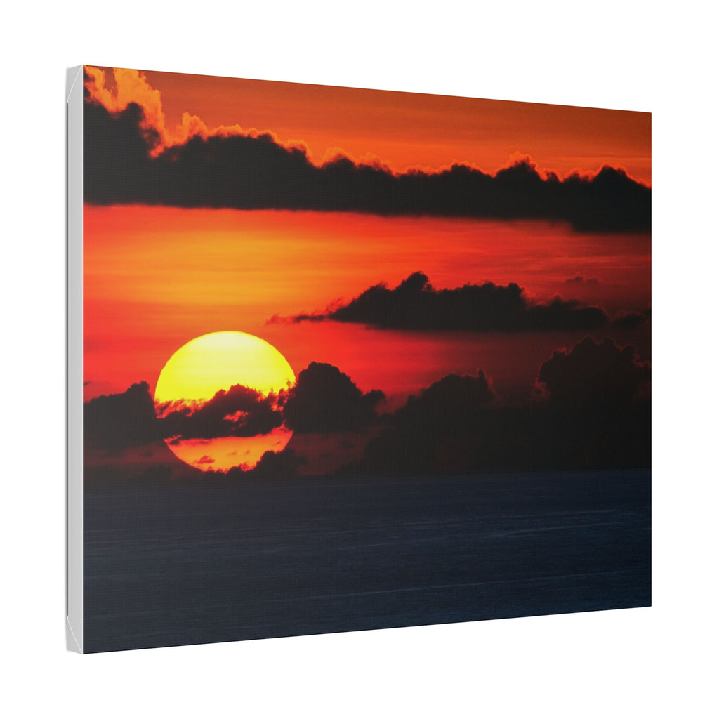 Sunset Ocean Canvas Print — Dramatic Red Sunset Wall Art