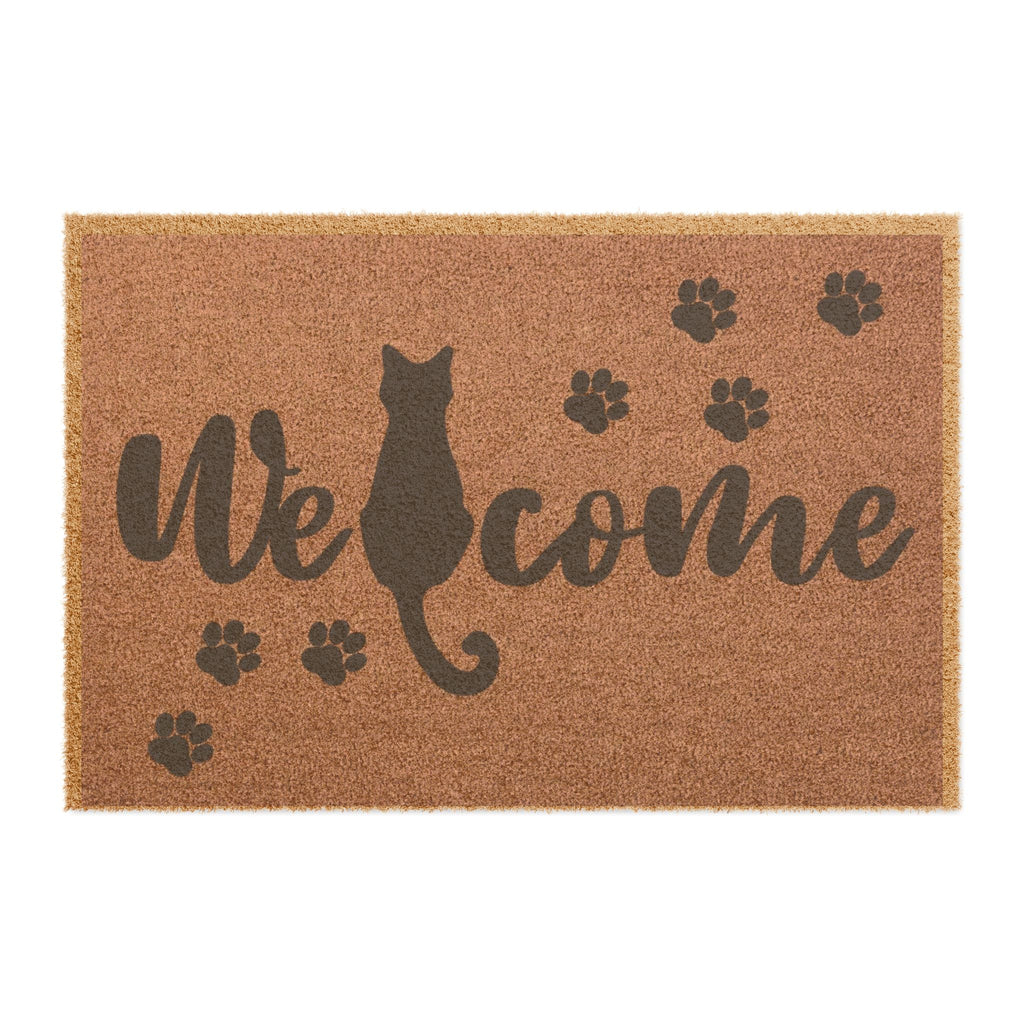 Cat Paw 'Welcome' Doormat — Cute Cat Silhouette & Paw Prints Entry Mat