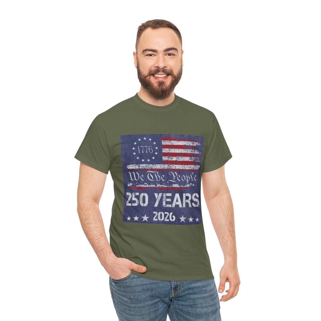 T-Shirt — Vintage 'We The People 250 Years 2026' Patriotic American Flag Tee