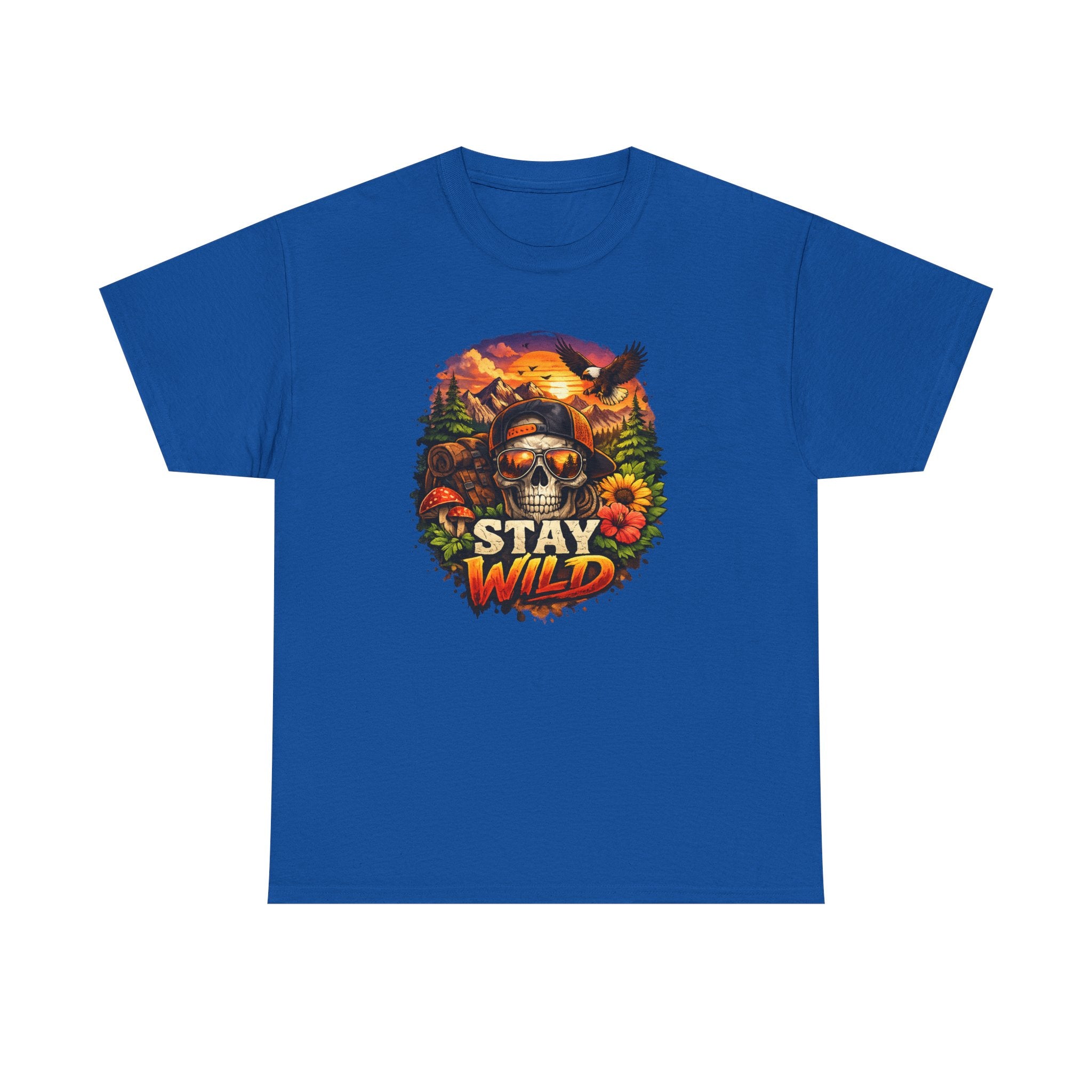 Stay Wild Skull Tee — Vintage Sunset Skull & Sunflower Graphic T-Shirt
