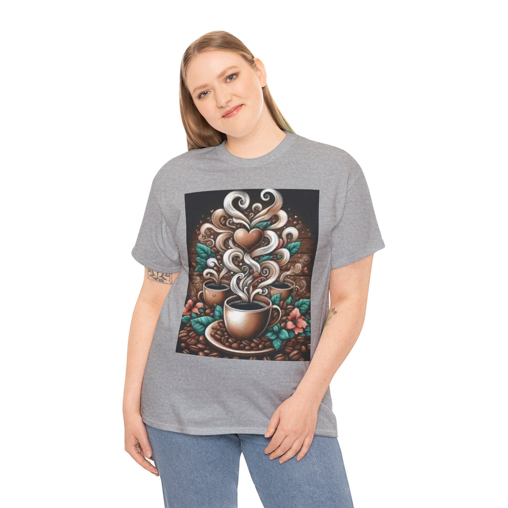 Coffee Cup T-Shirt — Whimsical Steaming Heart Coffee Design