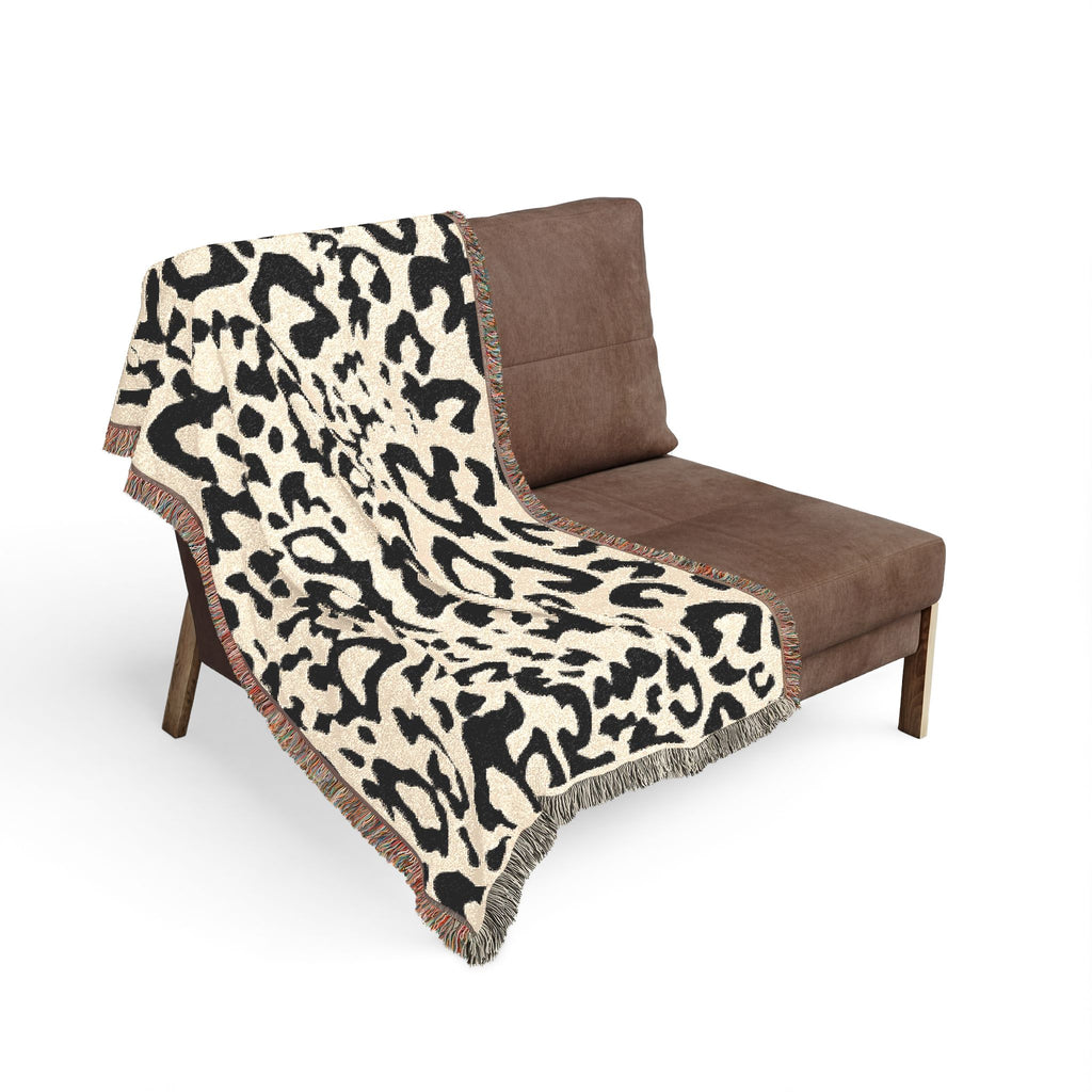 Leopard Print Woven Blanket — Cozy Fringe Throw for Living Room, Bedroom & Travel