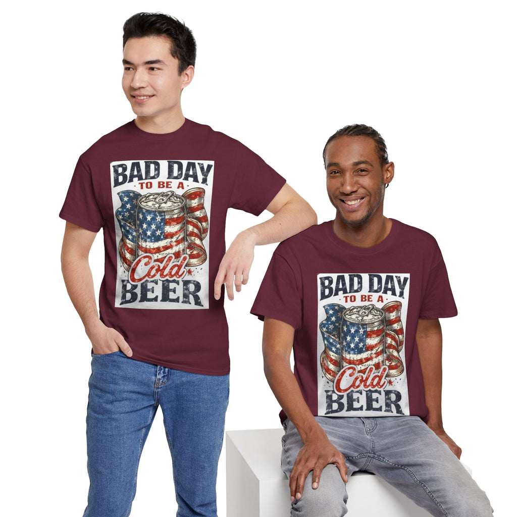 Bad Day to Be a Cold Beer T-Shirt — American Flag Beer Can Graphic Tee