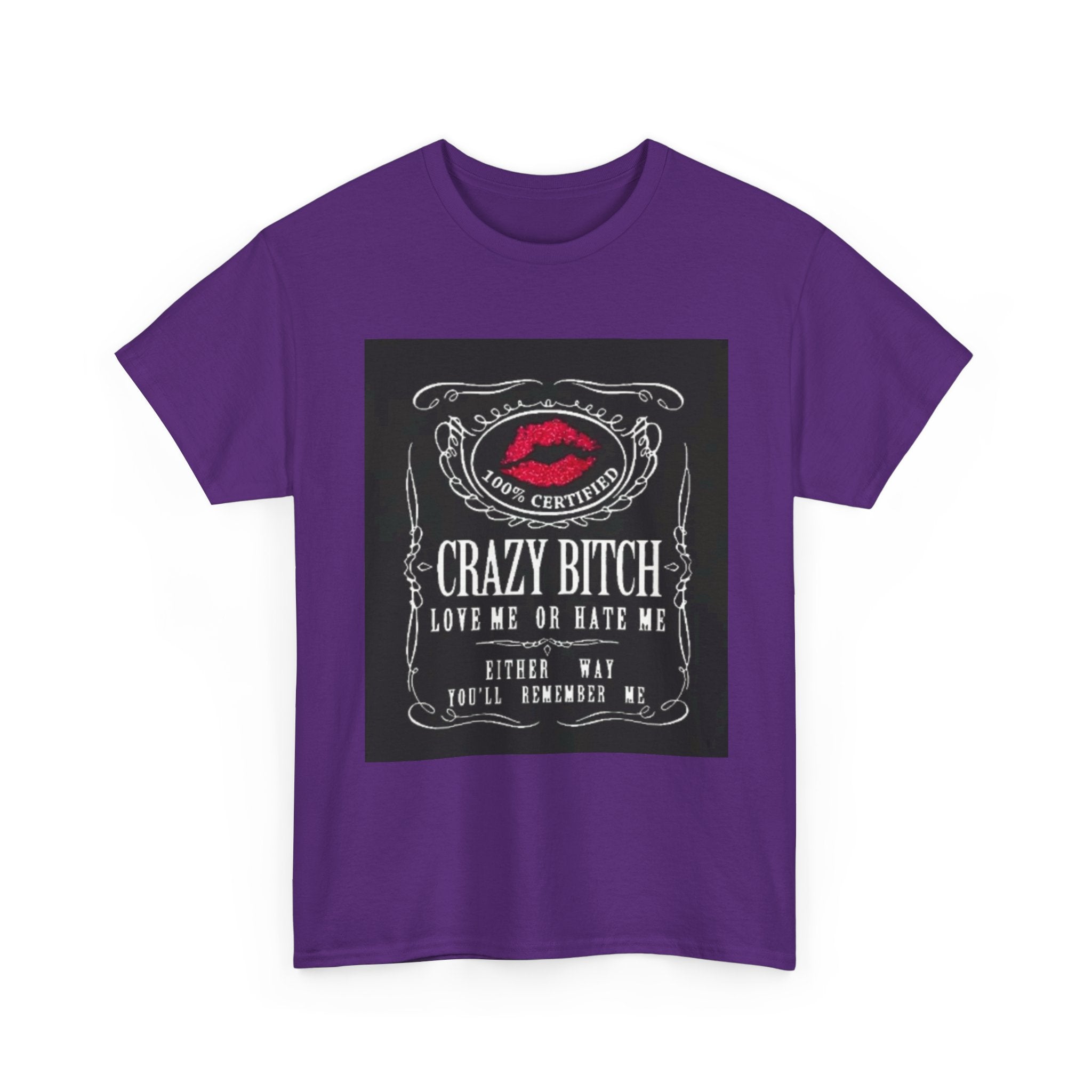 Crazy Bitch Graphic Tee – 'Love Me or Hate Me' Retro Lip Print