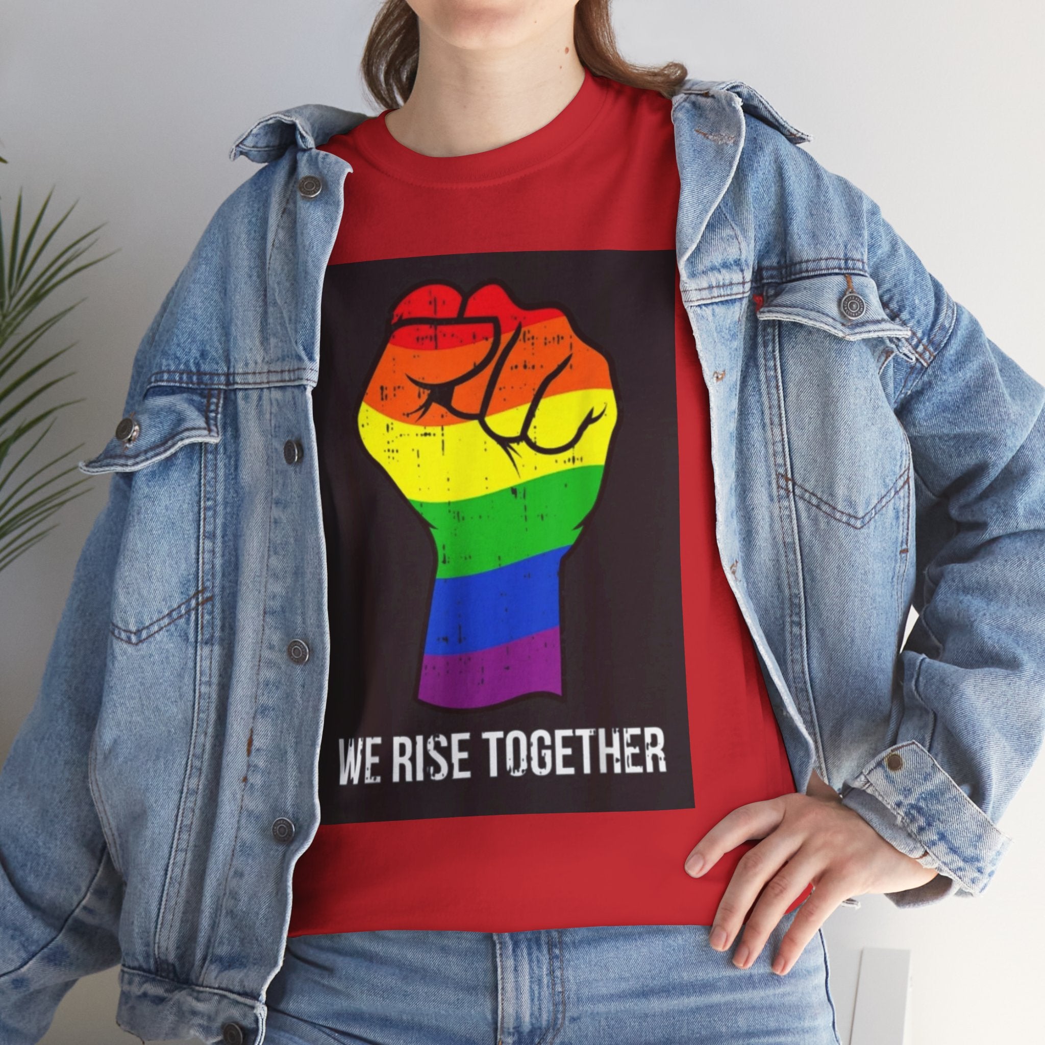 We Rise Together Rainbow Fist T-Shirt