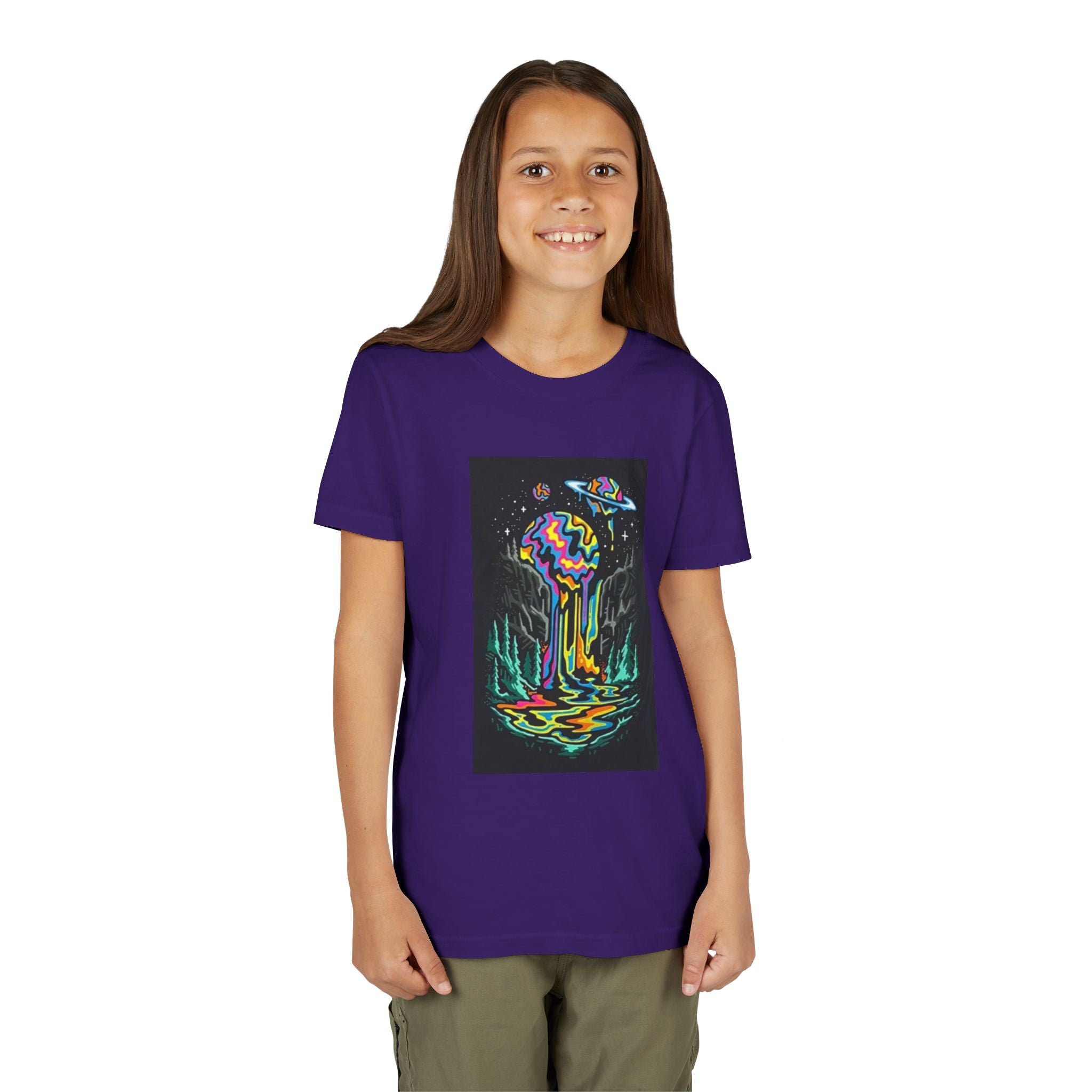 Youth Tee — Neon Drip Planet Space Graphic