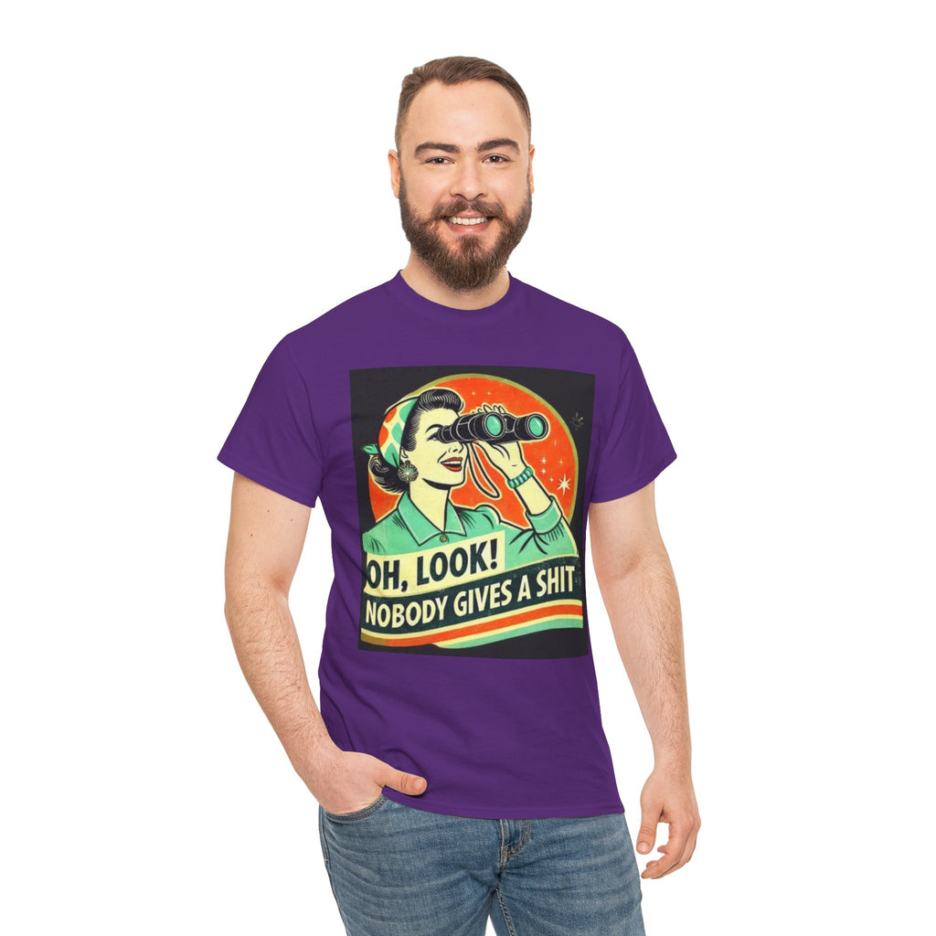 Graphic Tee — "Oh, Look! Nobody Gives a Shit" Retro Binoculars Design