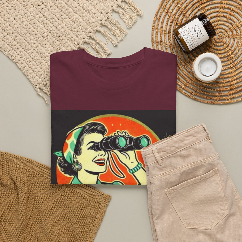 Graphic Tee — "Oh, Look! Nobody Gives a Shit" Retro Binoculars Design