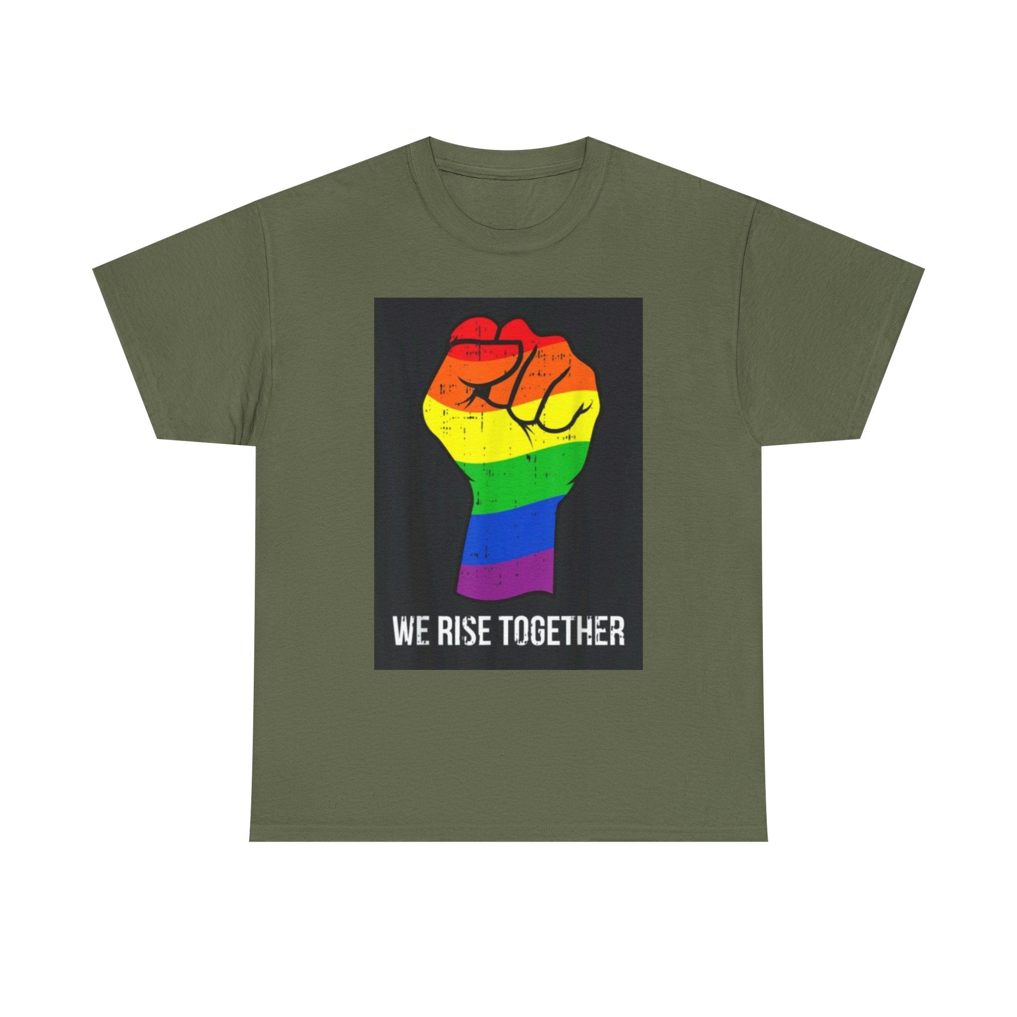 We Rise Together Rainbow Fist T-Shirt