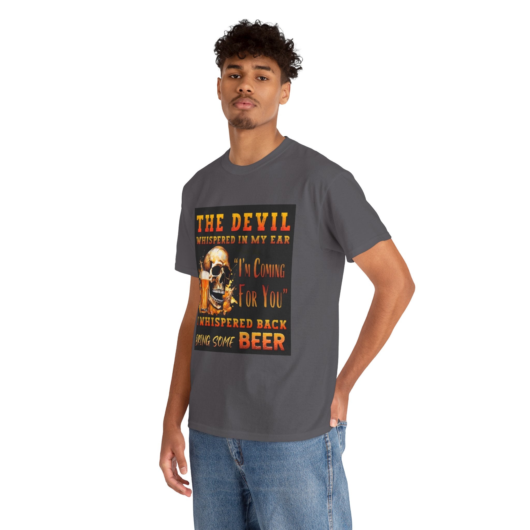 Devil Whispered T-Shirt — “I’m Coming For You” Skull Beer Graphic Tee