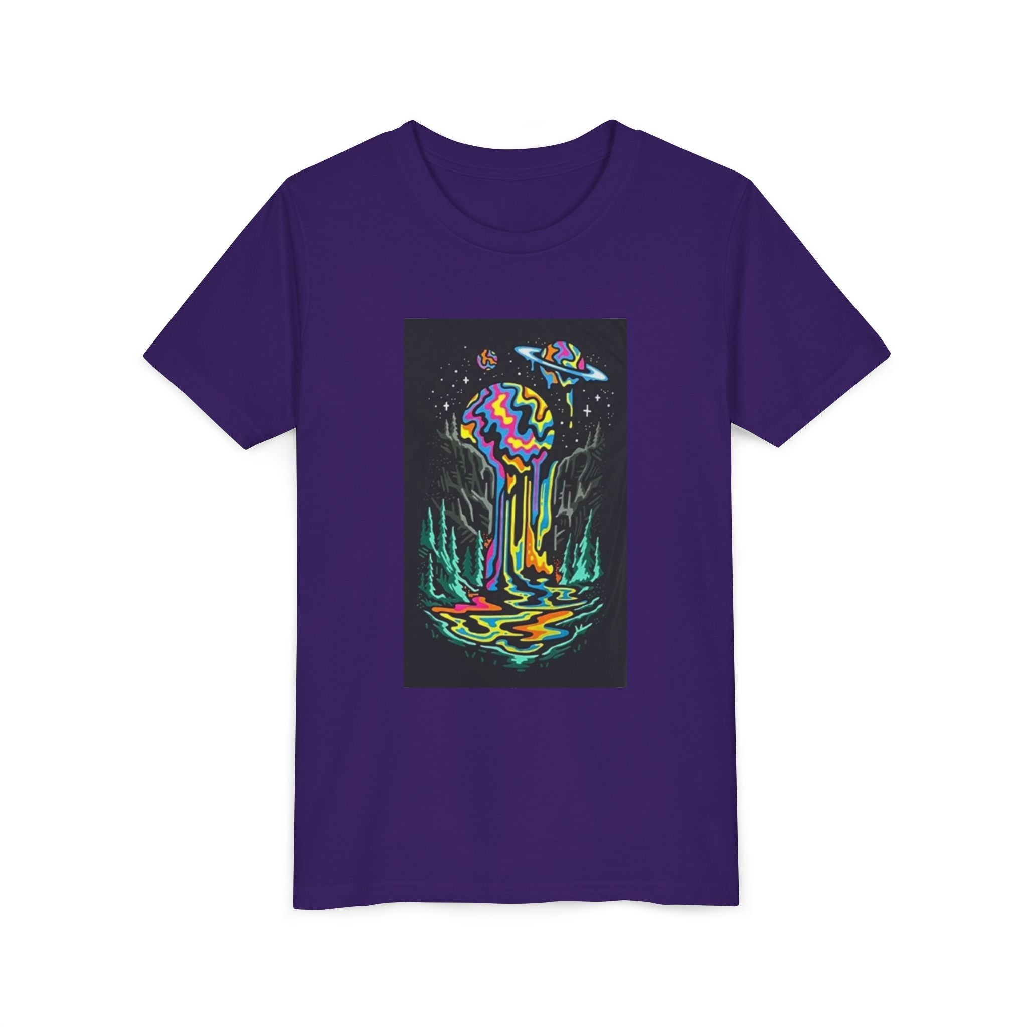 Youth Tee — Neon Drip Planet Space Graphic