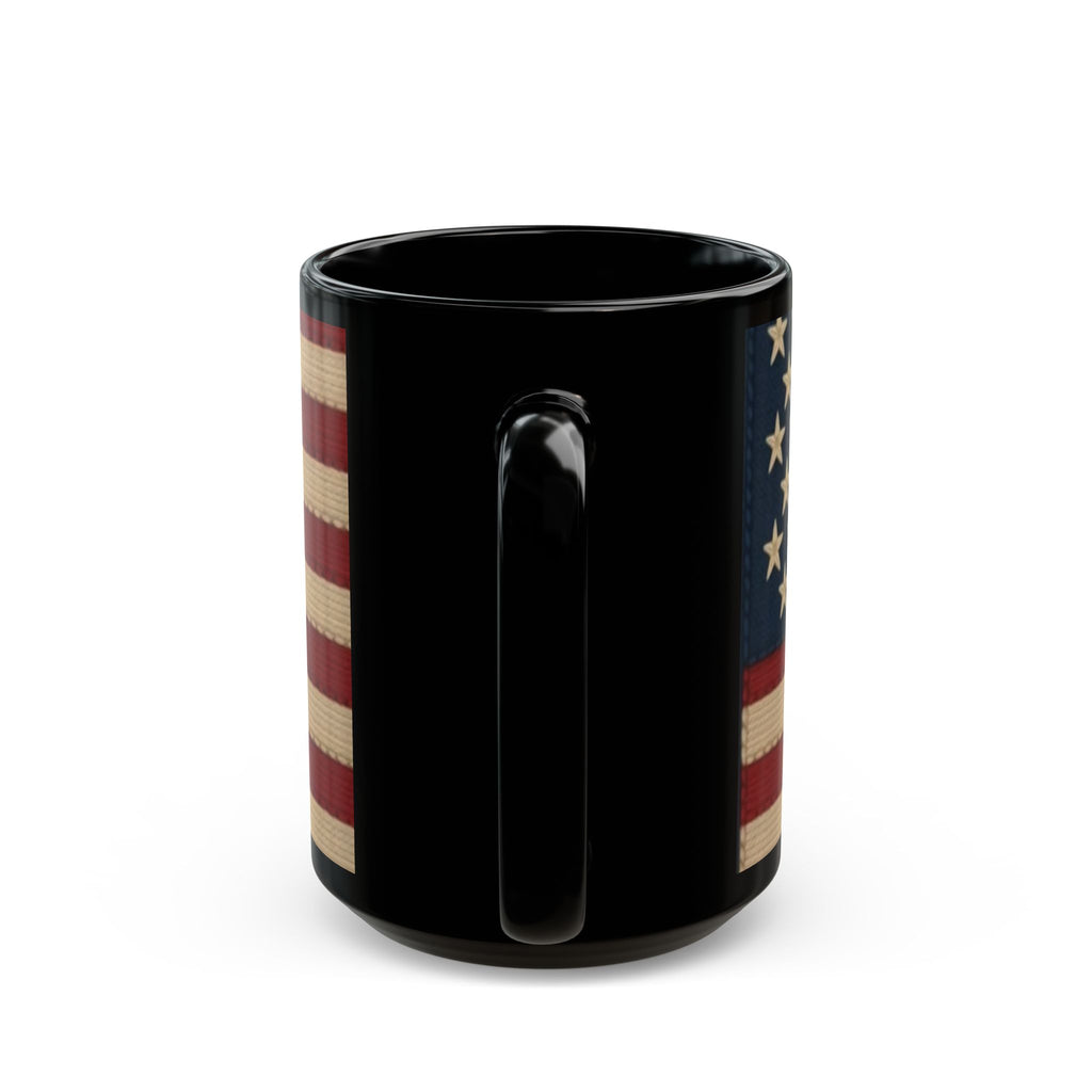 American Flag Vintage Black Mug — Patriotic Stars & Stripes Coffee Cup (11oz/15oz)