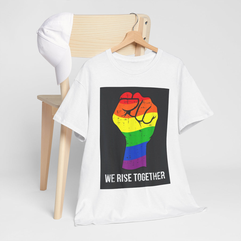We Rise Together Rainbow Fist T-Shirt