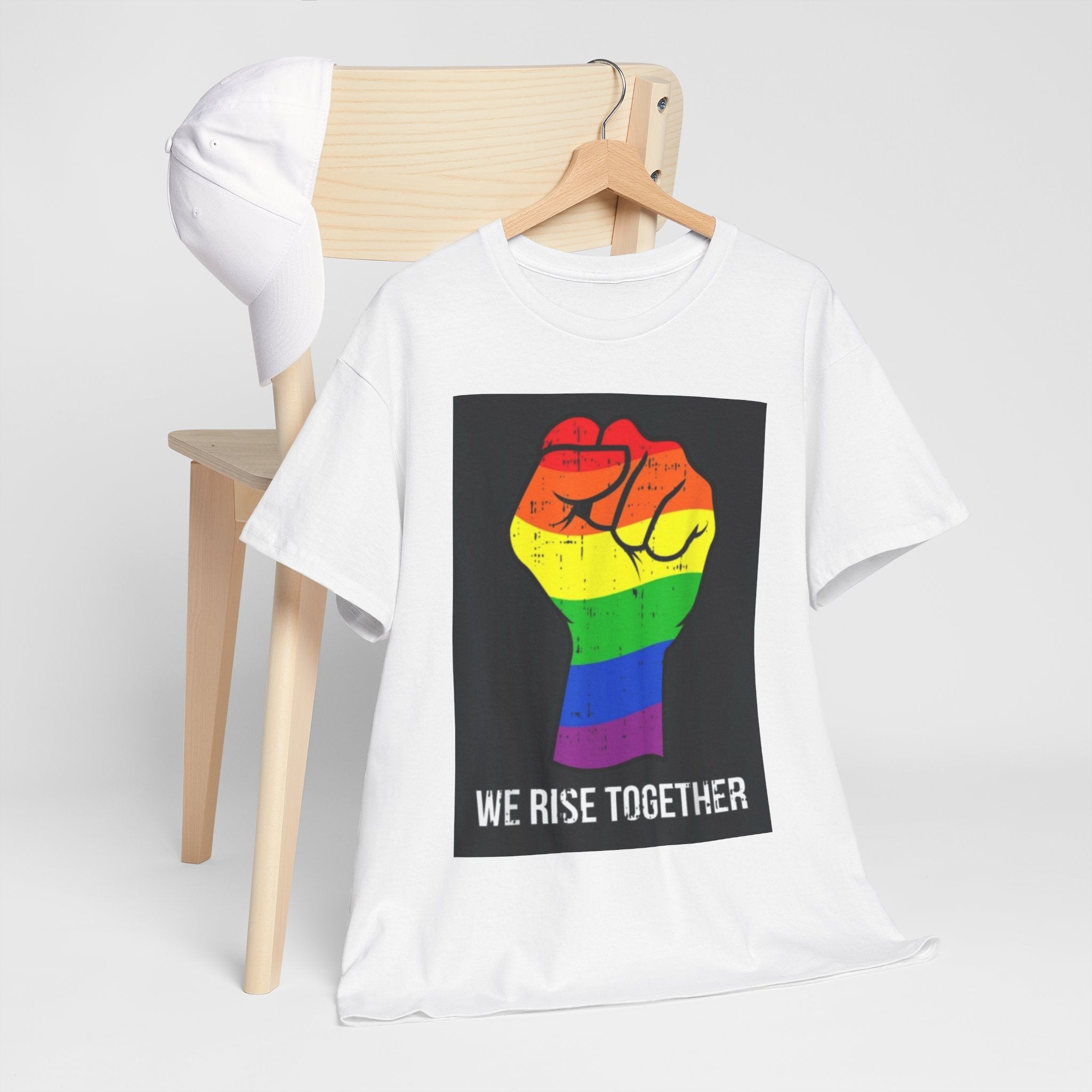 We Rise Together Rainbow Fist T-Shirt