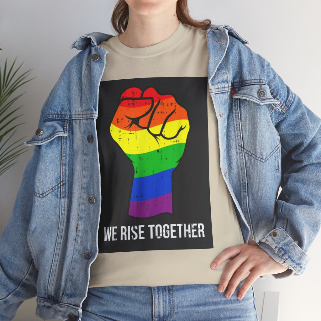 We Rise Together Rainbow Fist T-Shirt