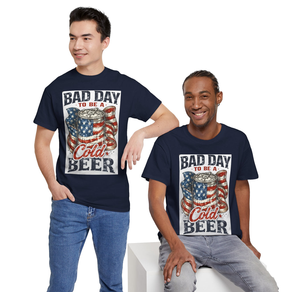 Bad Day to Be a Cold Beer T-Shirt — American Flag Beer Can Graphic Tee