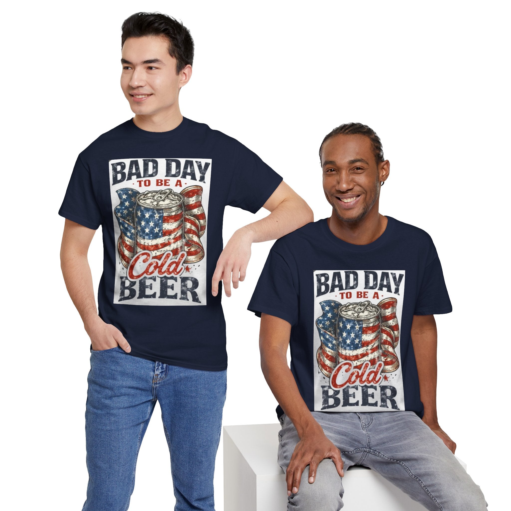 Bad Day to Be a Cold Beer T-Shirt — American Flag Beer Can Graphic Tee