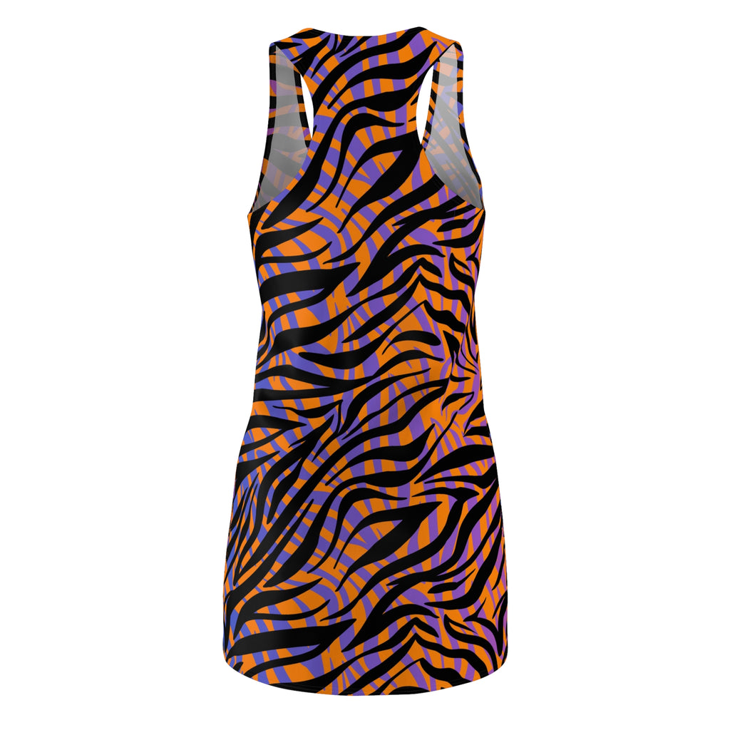 Tiger Stripe Racerback Dress — Orange & Purple Animal Print