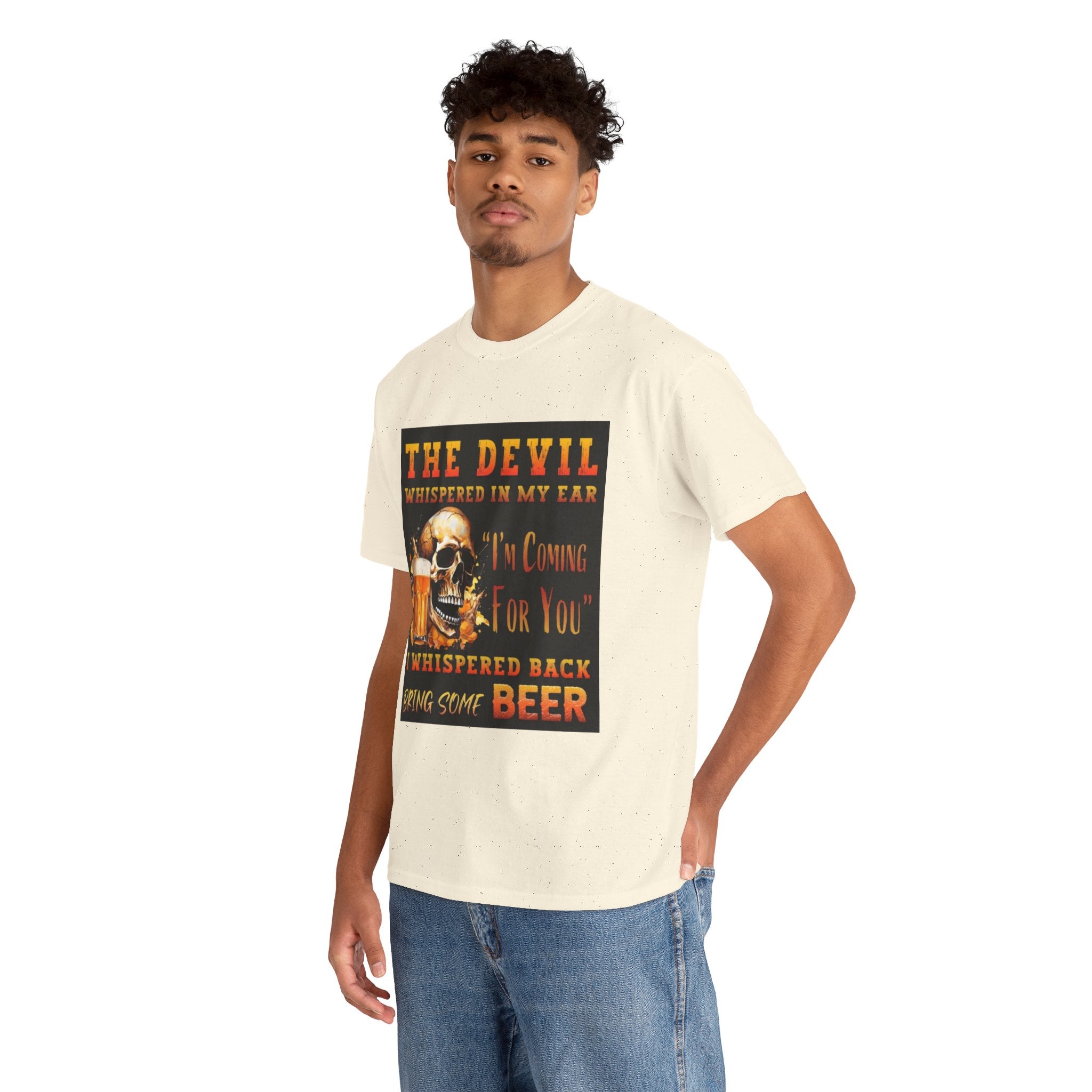 Devil Whispered T-Shirt — “I’m Coming For You” Skull Beer Graphic Tee