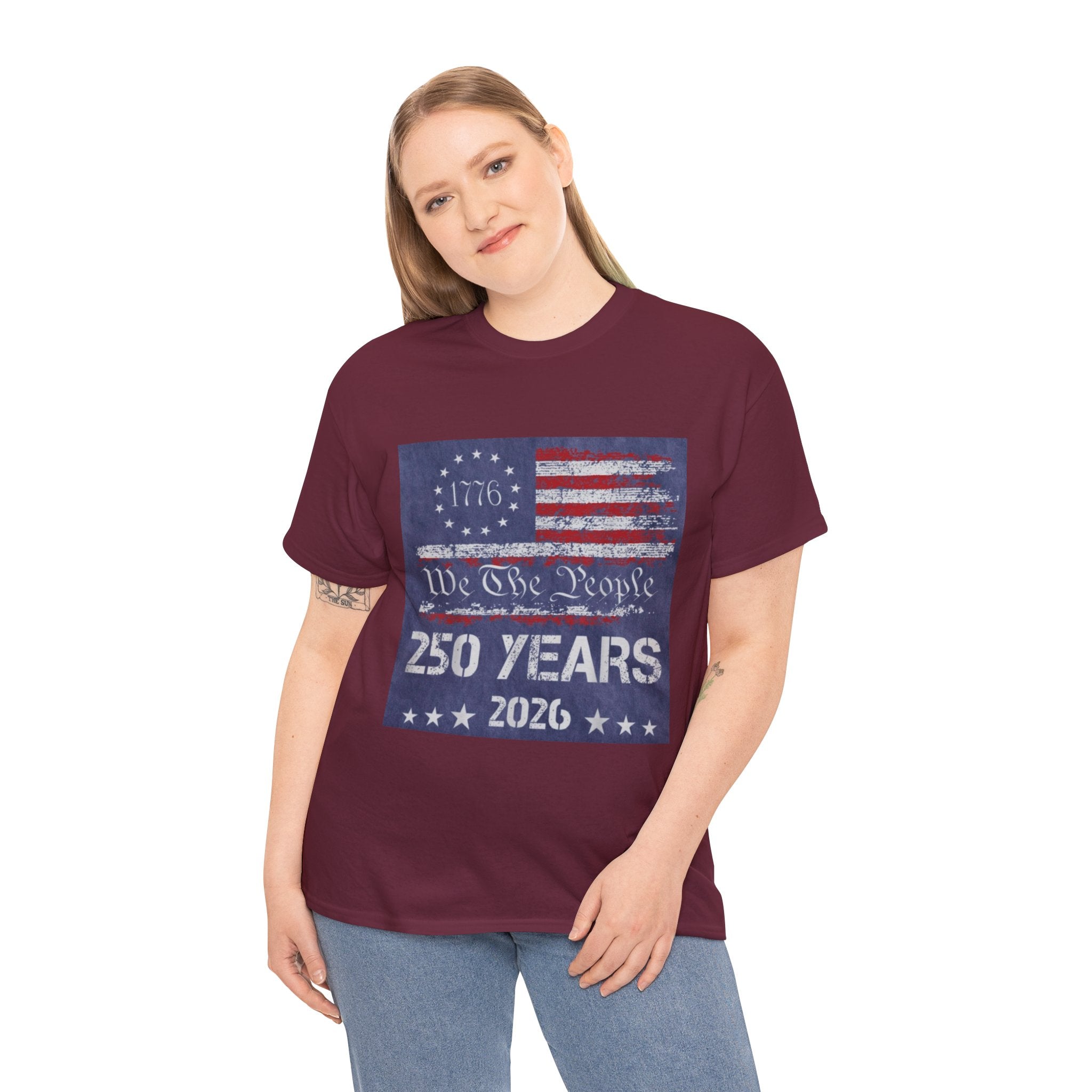 T-Shirt — Vintage 'We The People 250 Years 2026' Patriotic American Flag Tee