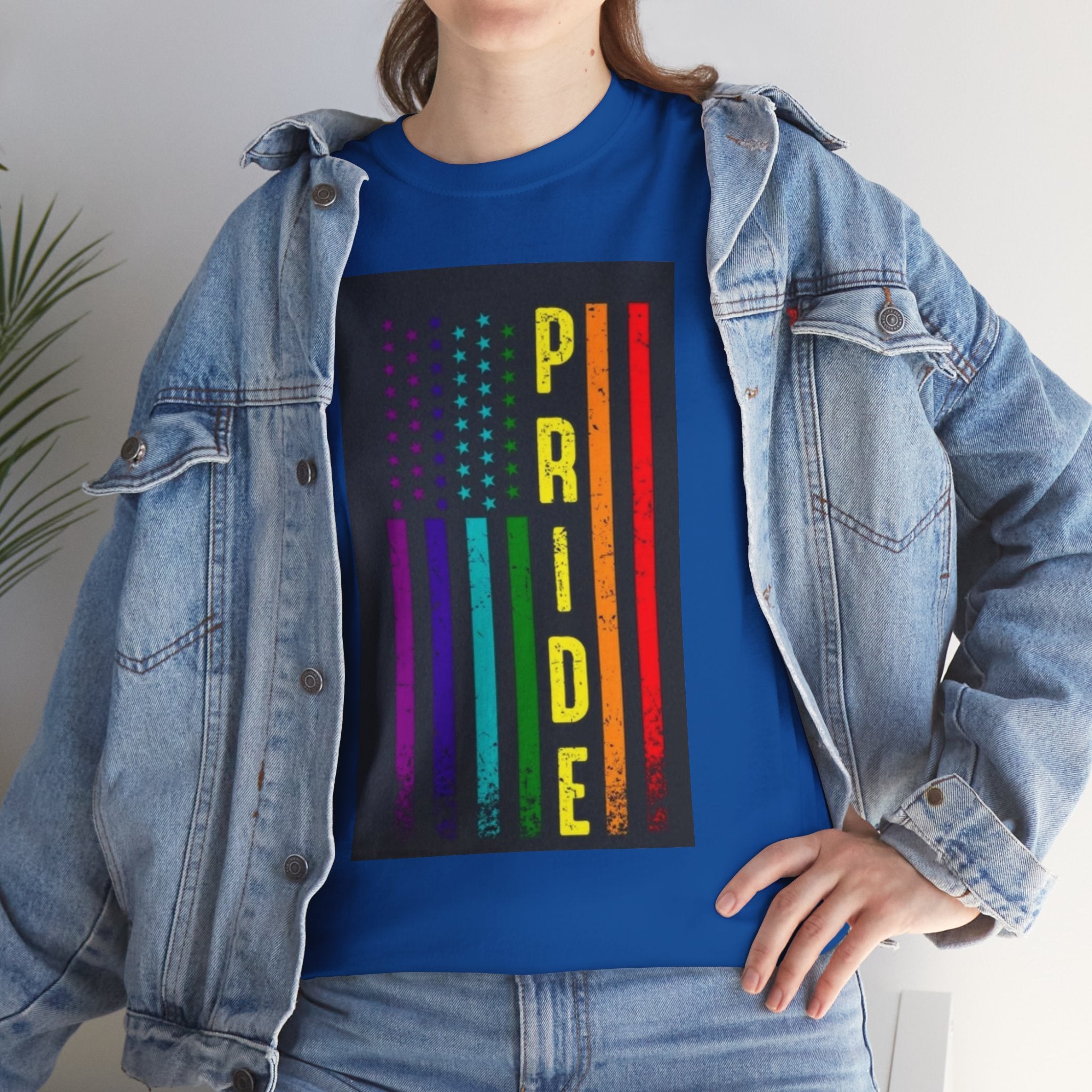 Pride Rainbow Flag Tee — Vertical "PRIDE" Graphic T-Shirt