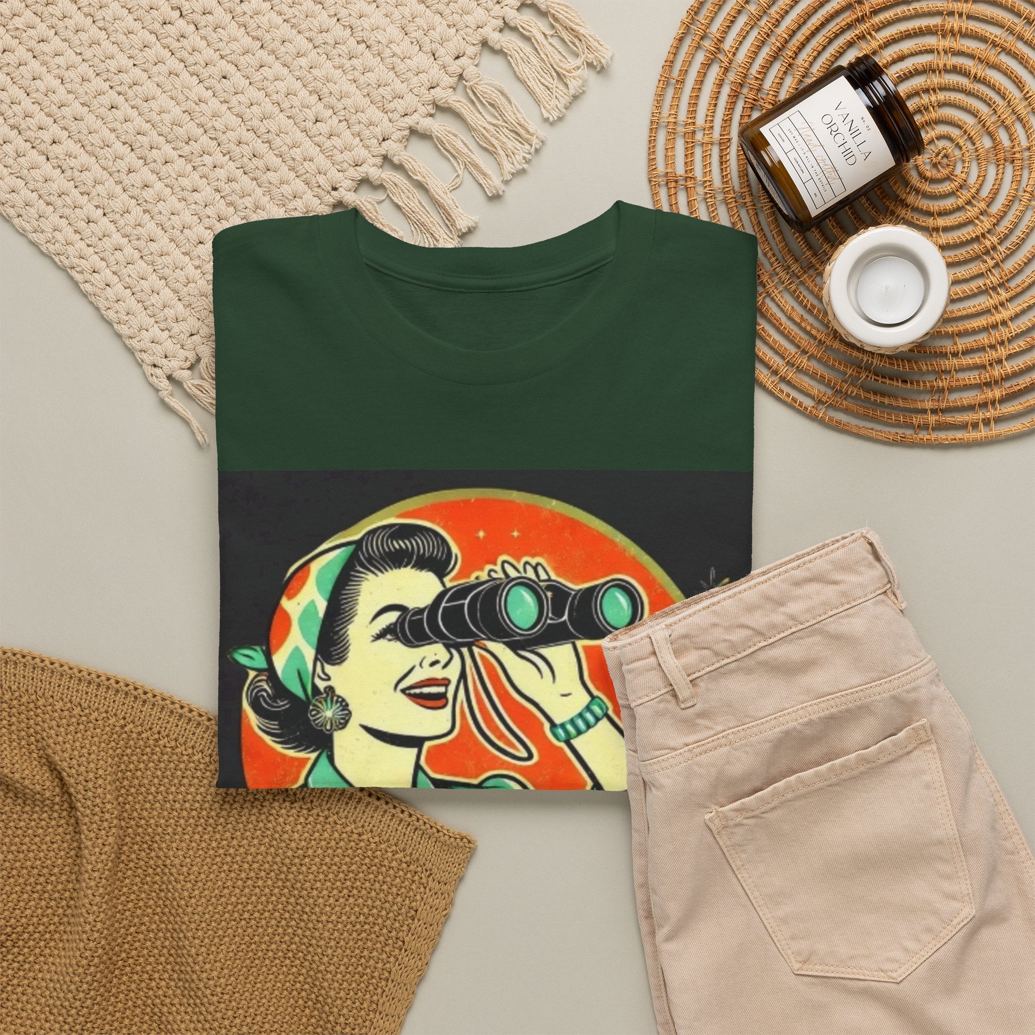 Graphic Tee — "Oh, Look! Nobody Gives a Shit" Retro Binoculars Design