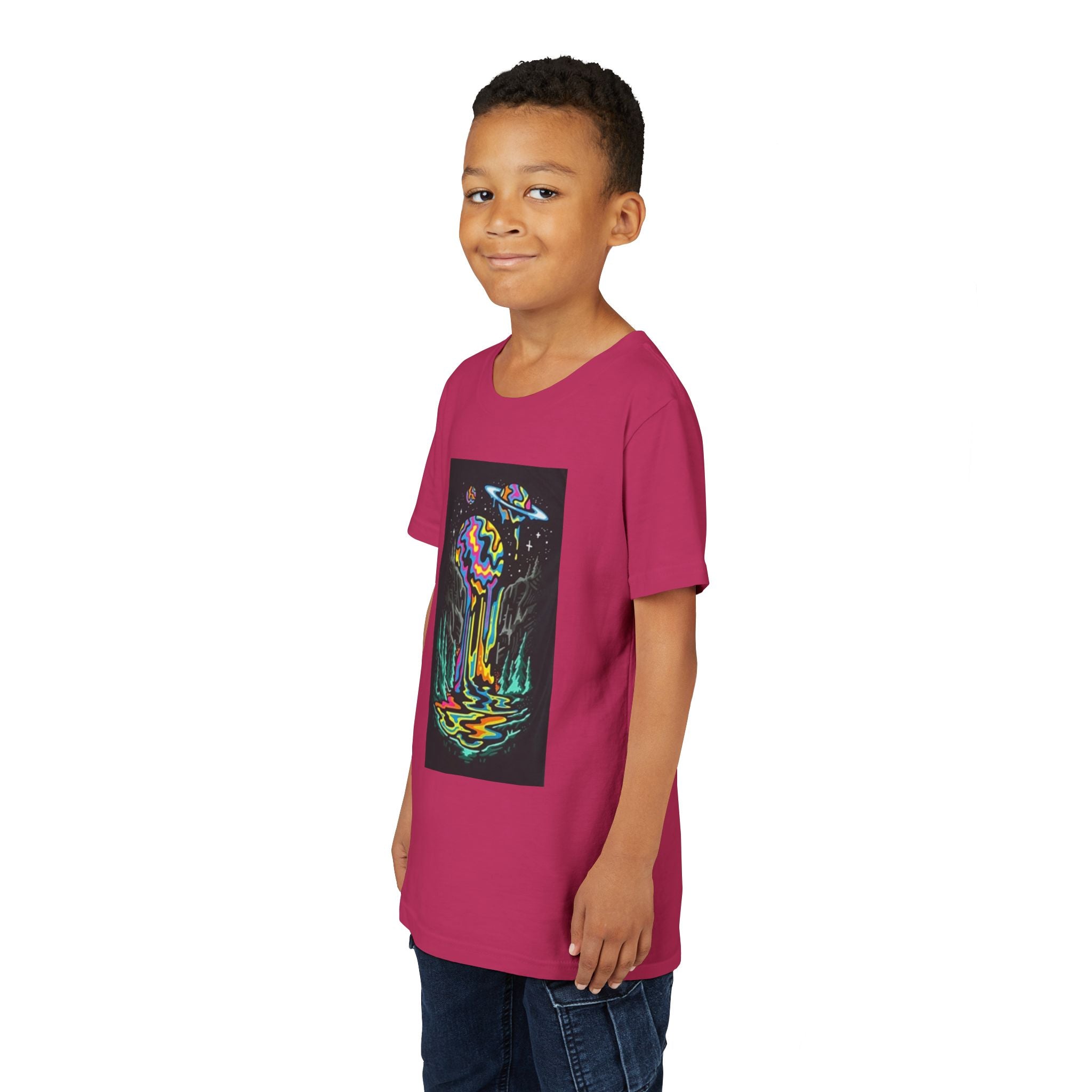 Youth Tee — Neon Drip Planet Space Graphic