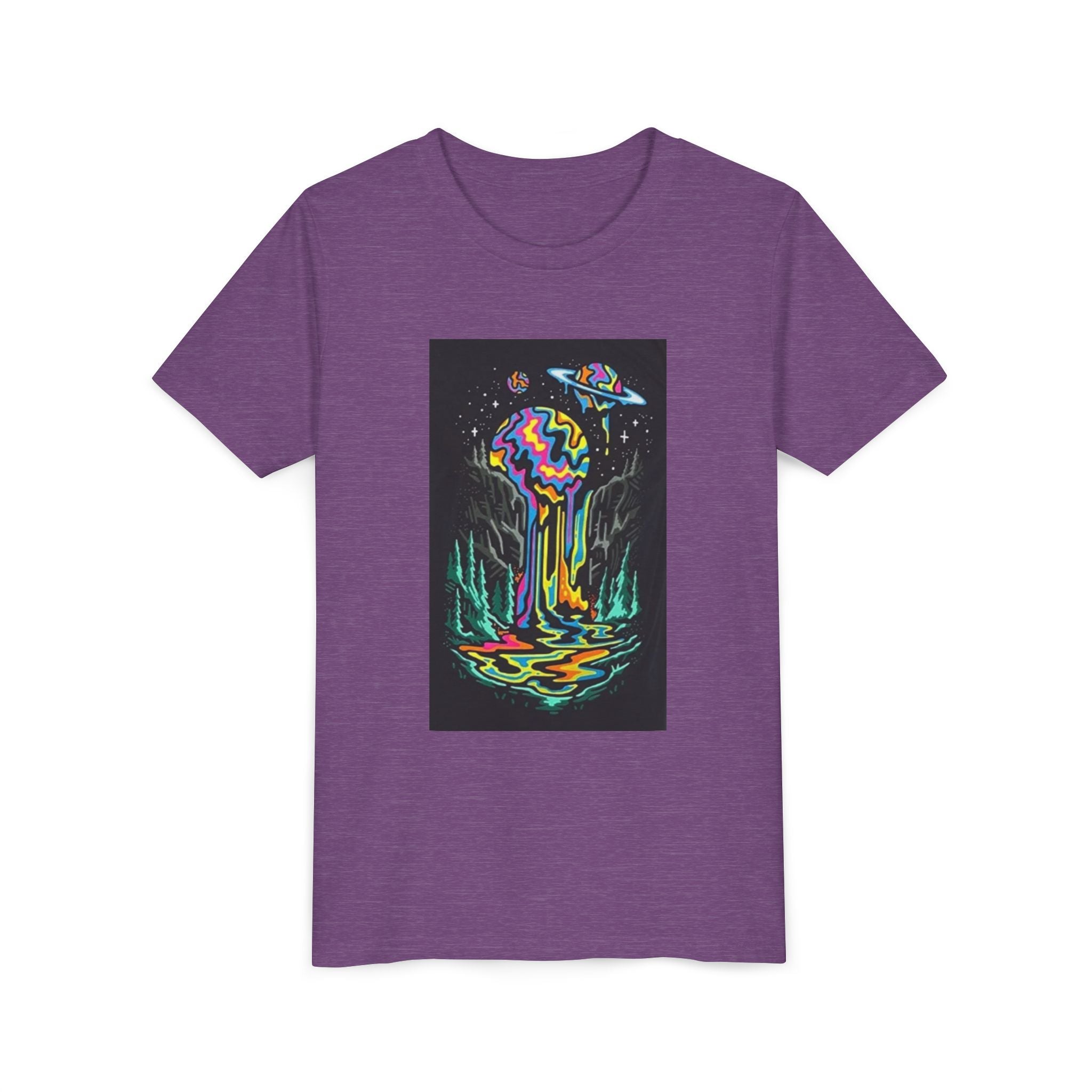 Youth Tee — Neon Drip Planet Space Graphic