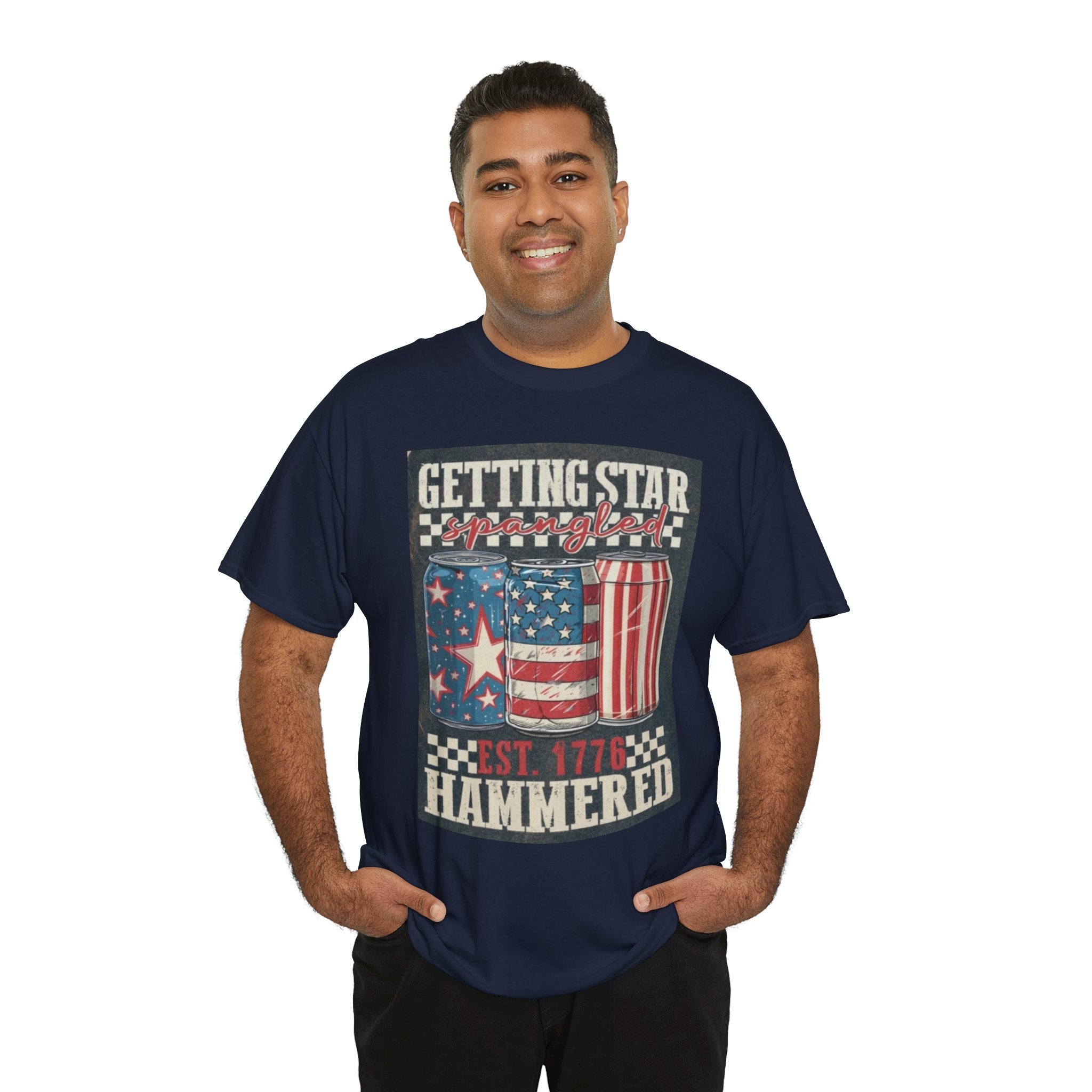 Getting Star Hammered Tee — Patriotic 4th of July Beer Can T-Shirt (Est. 1776)