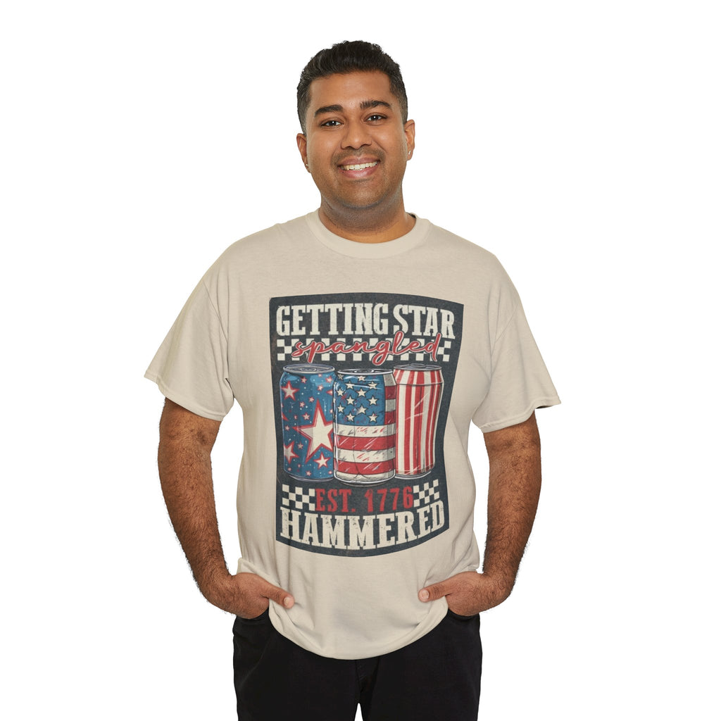 Getting Star Hammered Tee — Patriotic 4th of July Beer Can T-Shirt (Est. 1776)
