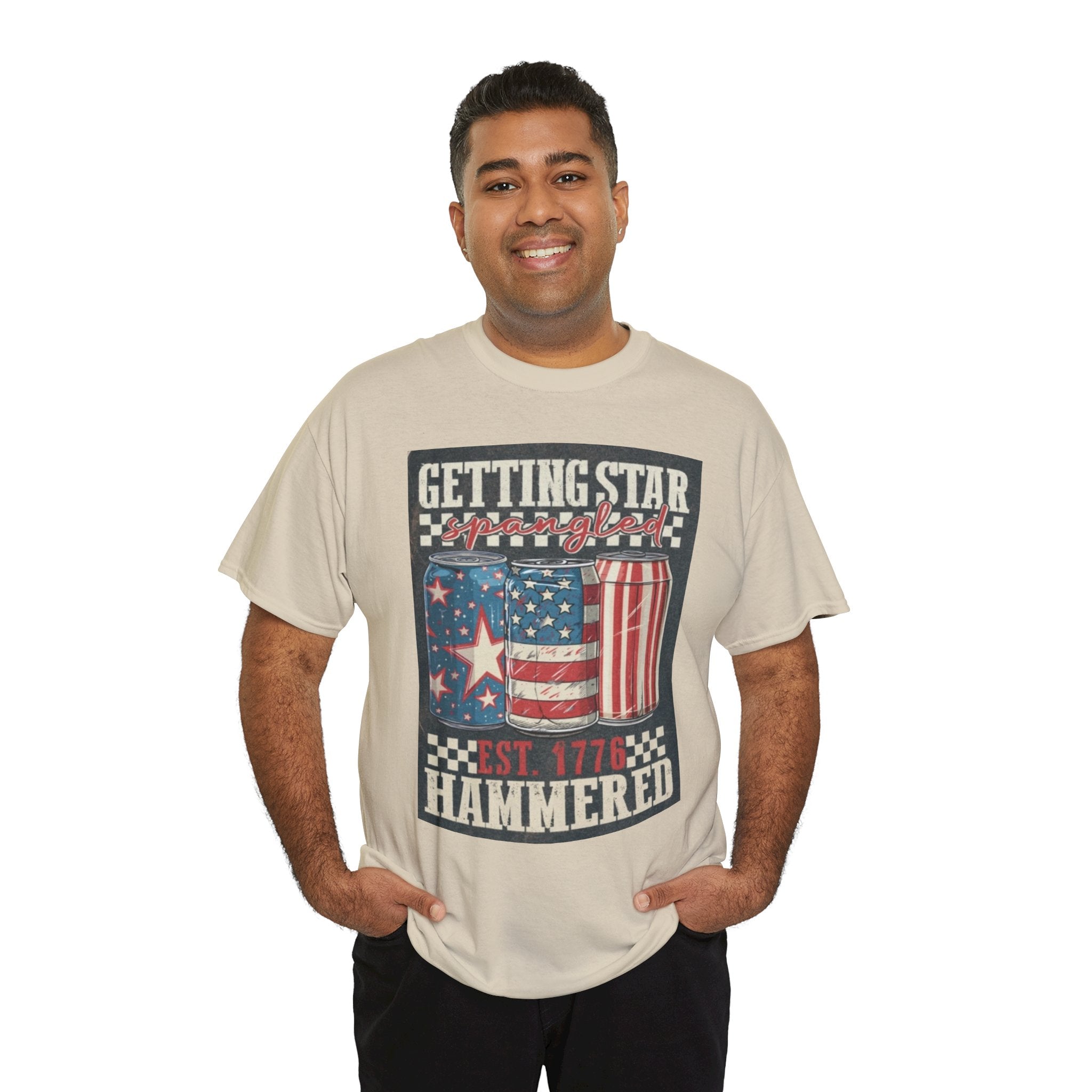 Getting Star Hammered Tee — Patriotic 4th of July Beer Can T-Shirt (Est. 1776)