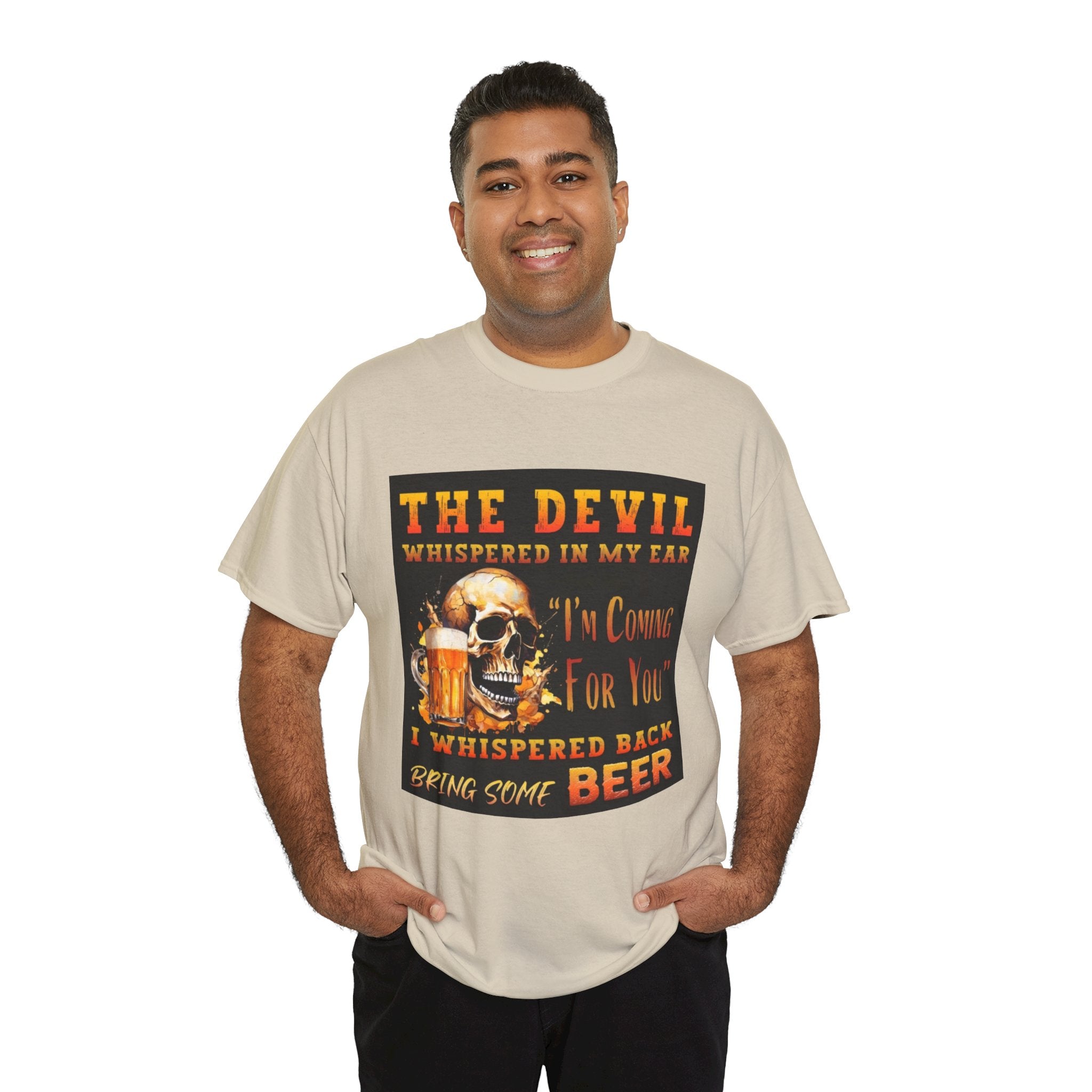 Devil Whispered T-Shirt — “I’m Coming For You” Skull Beer Graphic Tee