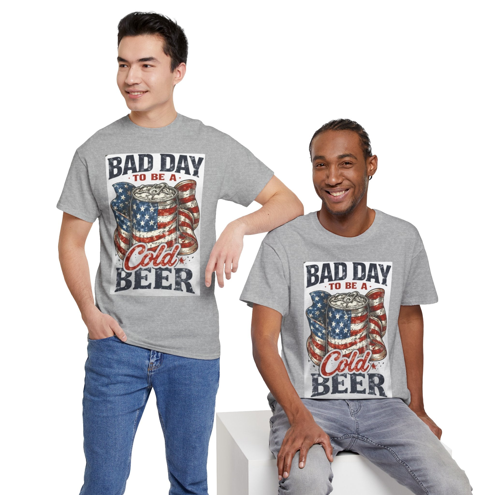 Bad Day to Be a Cold Beer T-Shirt — American Flag Beer Can Graphic Tee