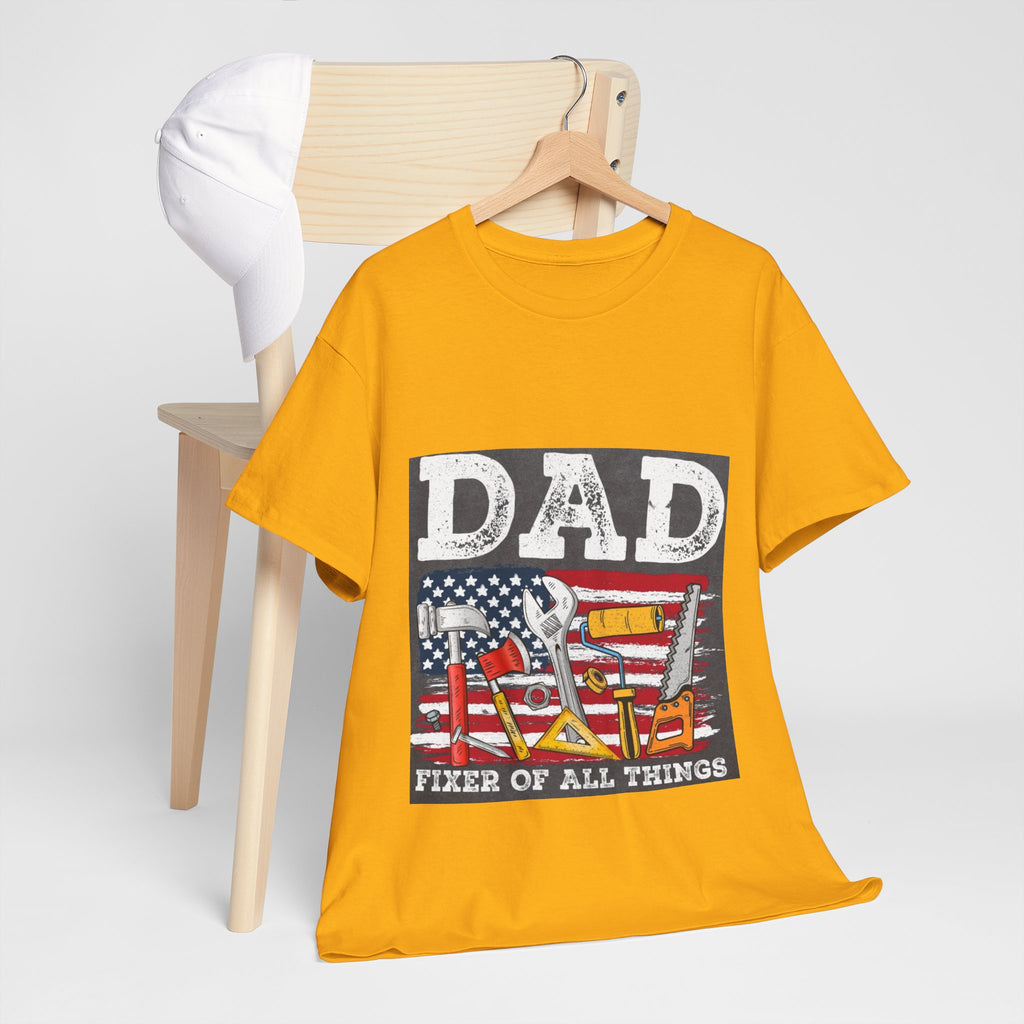 Dad Fixer Of All Things T-Shirt — American Flag Tool Graphic Tee for Fathers