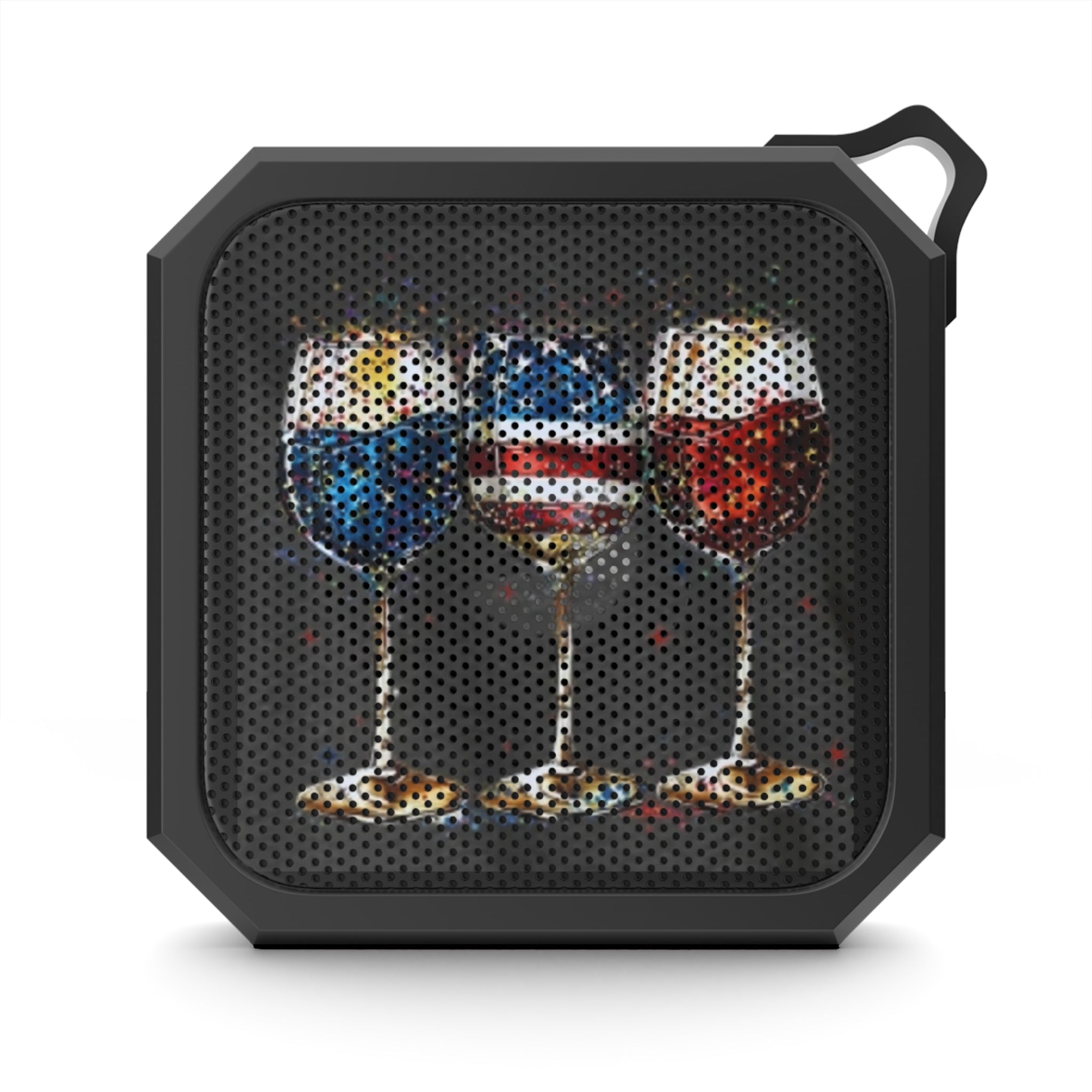 Bluetooth Speaker — Patriotic Wine Glasses Graphic (Outdoor, Waterproof)