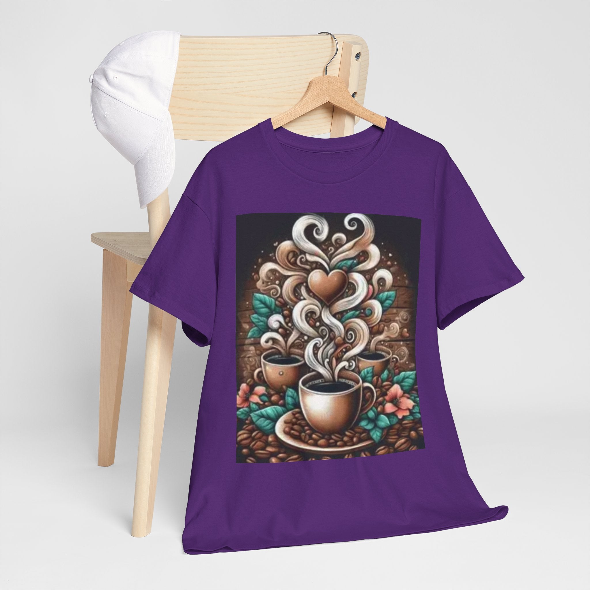Coffee Cup T-Shirt — Whimsical Steaming Heart Coffee Design