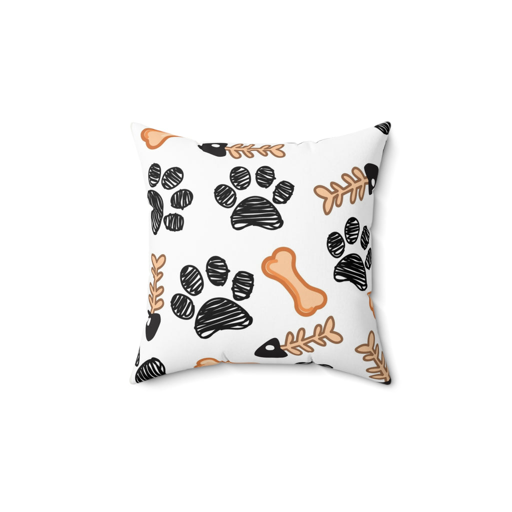 Dog Paw & Bones Decorative Throw Pillow — Pet Lover