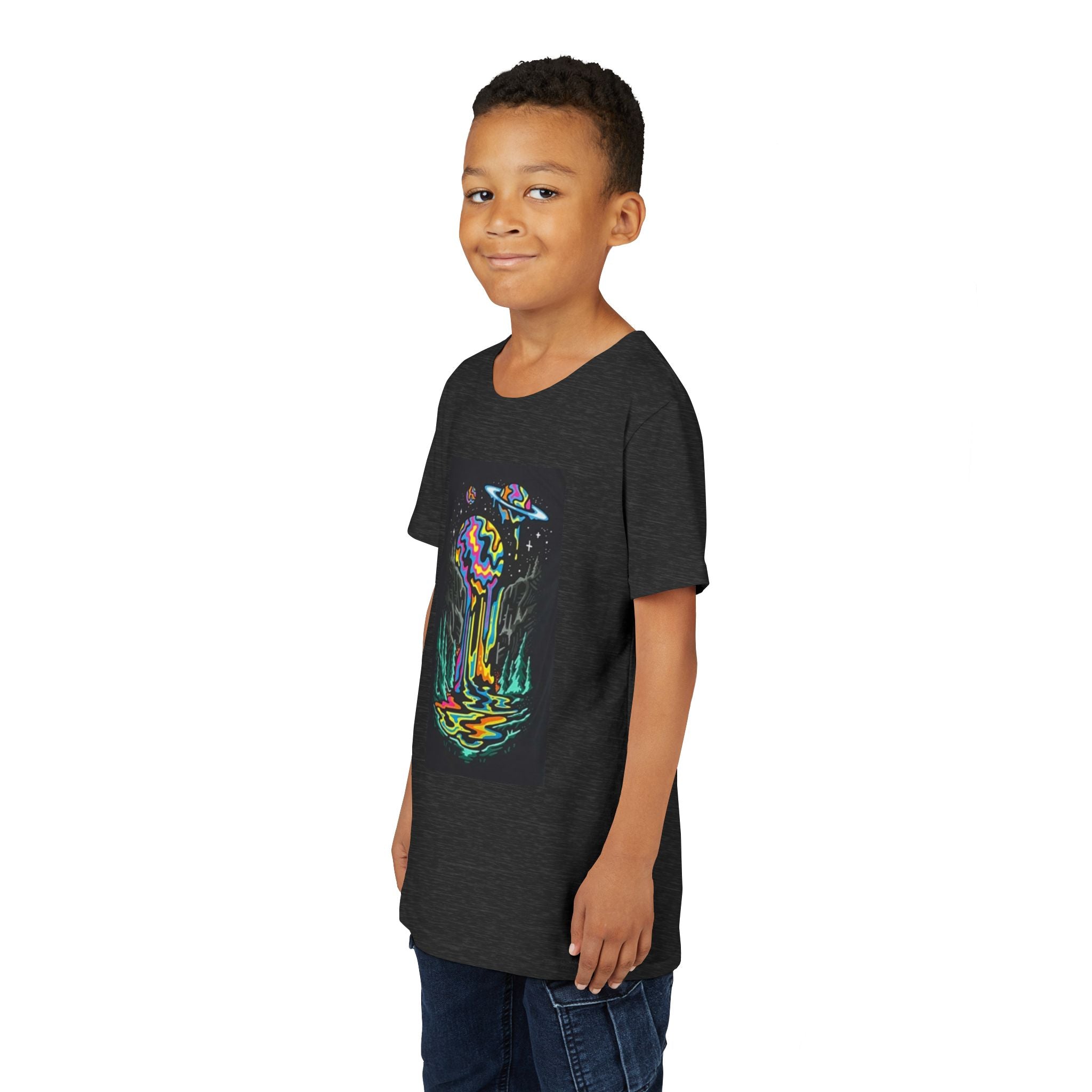 Youth Tee — Neon Drip Planet Space Graphic