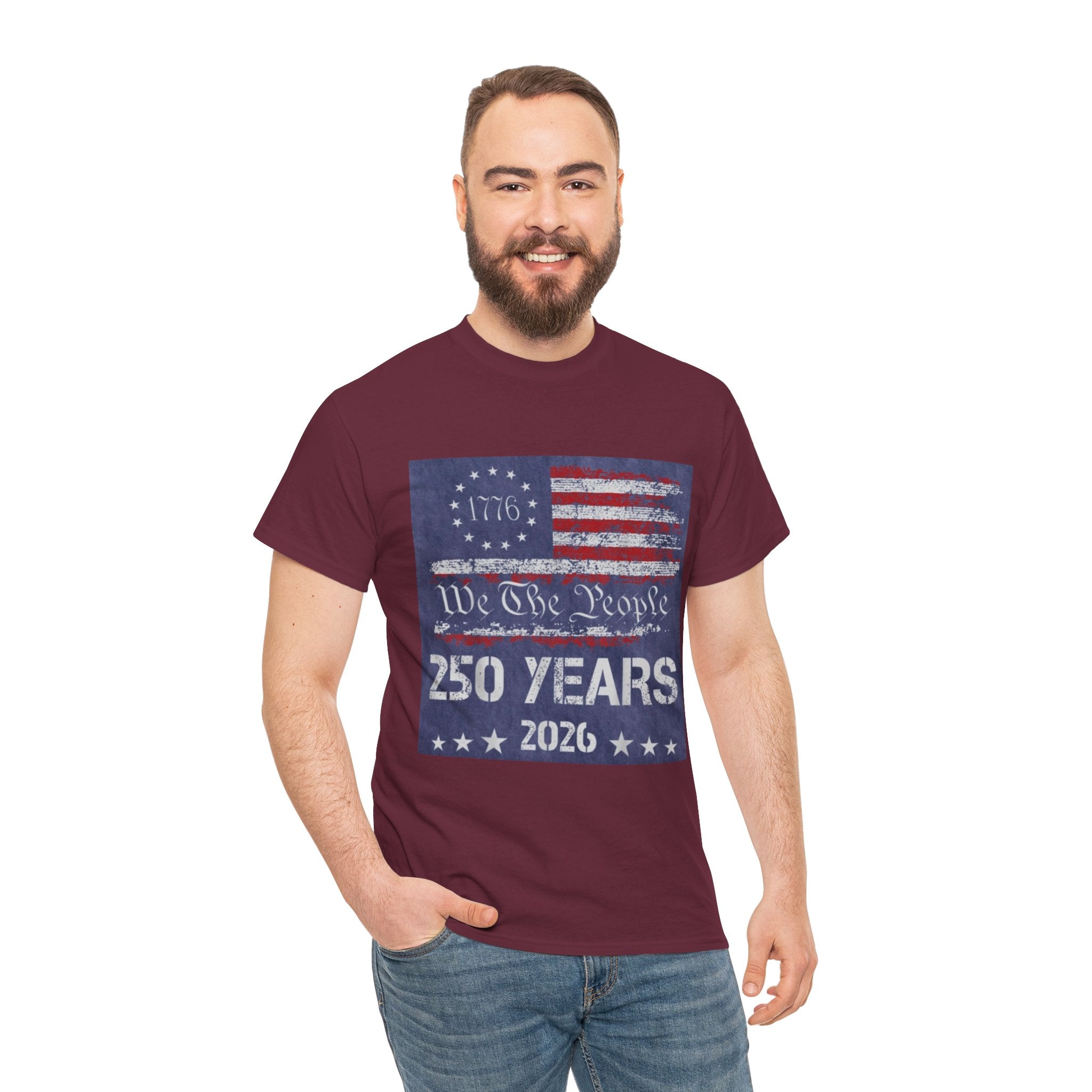 T-Shirt — Vintage 'We The People 250 Years 2026' Patriotic American Flag Tee