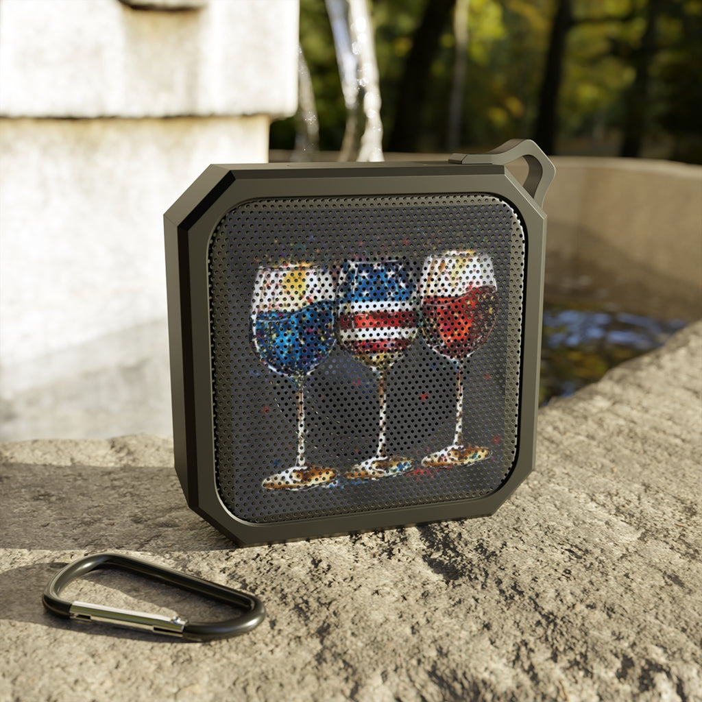 Bluetooth Speaker — Patriotic Wine Glasses Graphic (Outdoor, Waterproof)