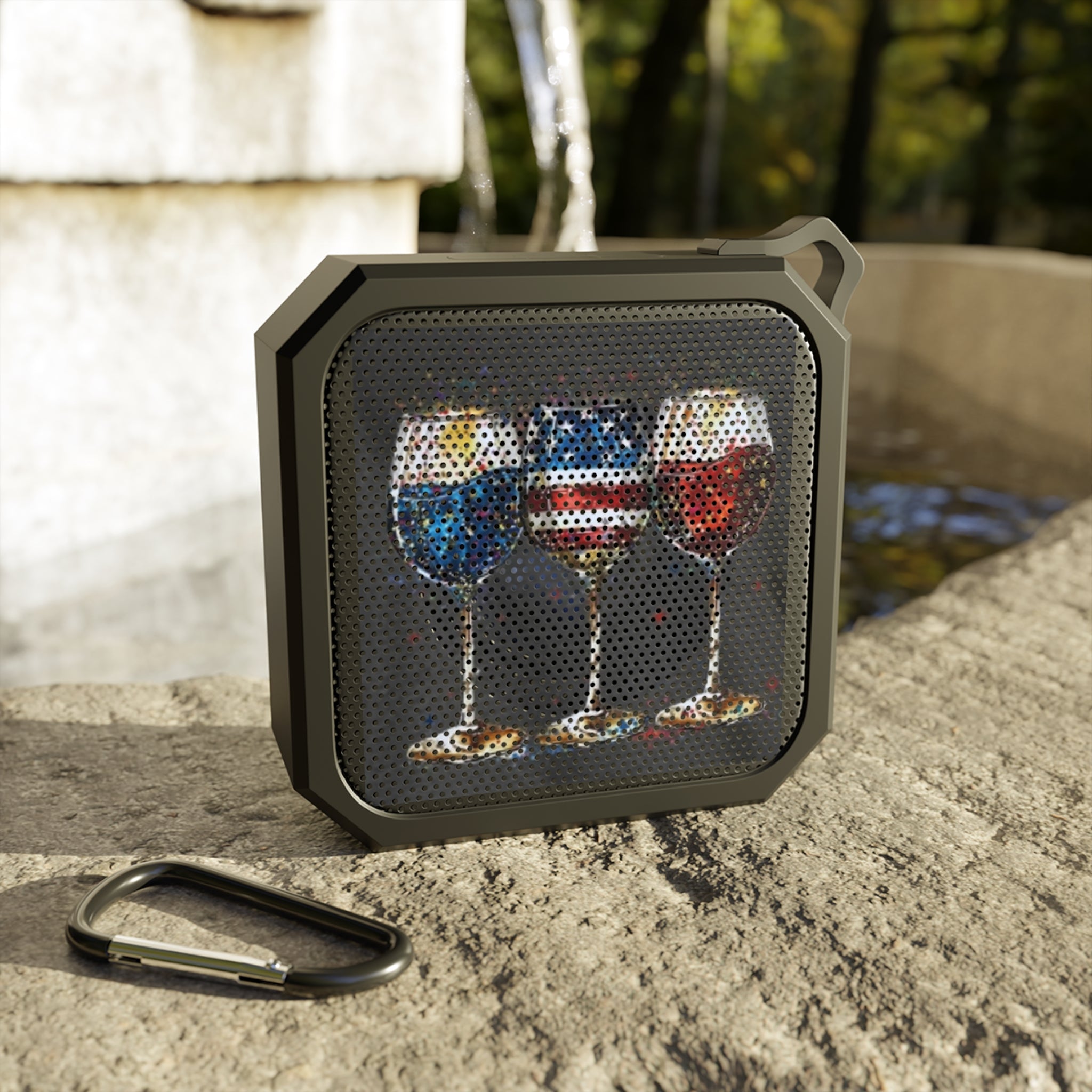 Bluetooth Speaker — Patriotic Wine Glasses Graphic (Outdoor, Waterproof)