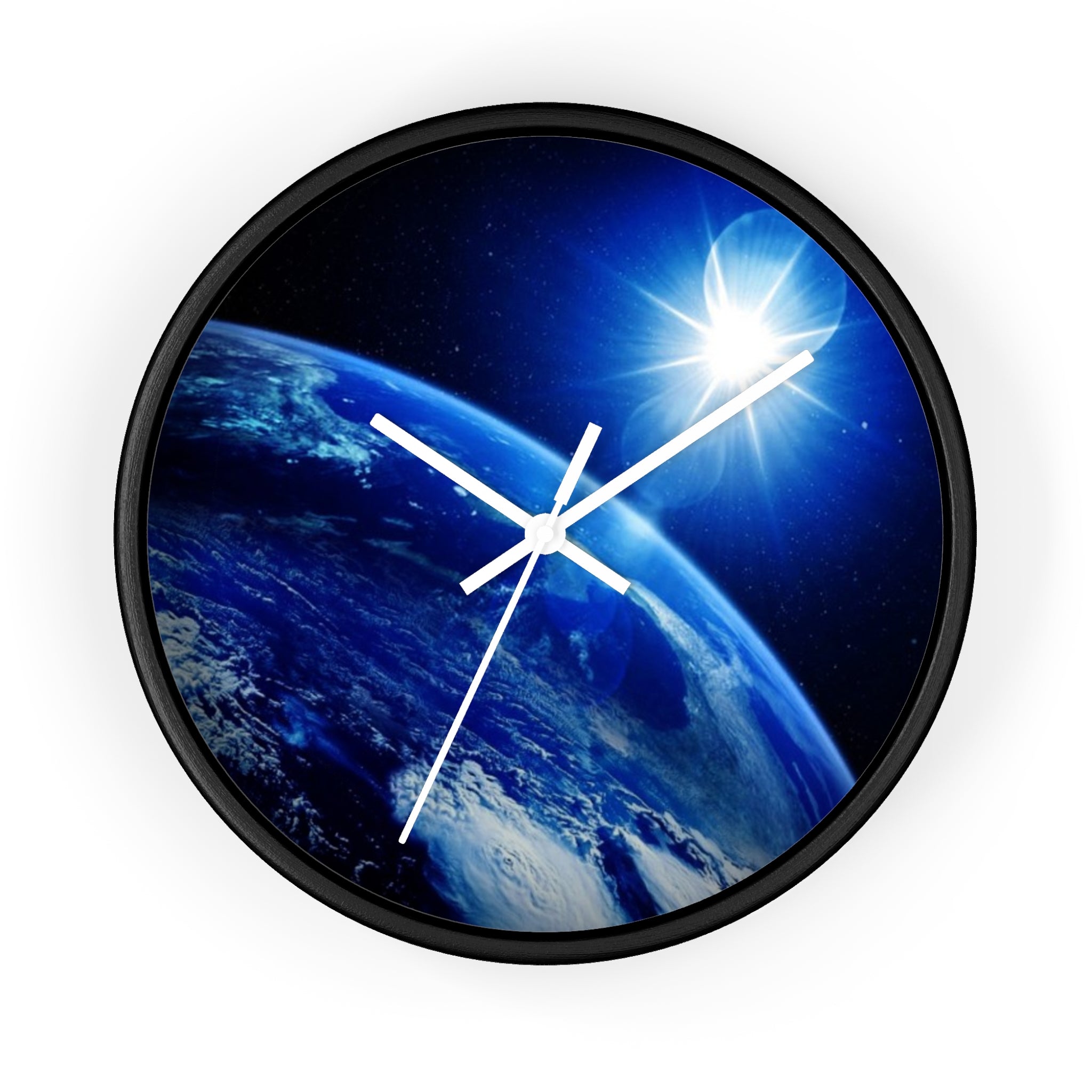 Solar Sunrise Earth Wall Clock — Blue Space Orbit Décor