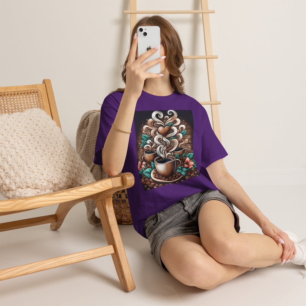 Coffee Cup T-Shirt — Whimsical Steaming Heart Coffee Design