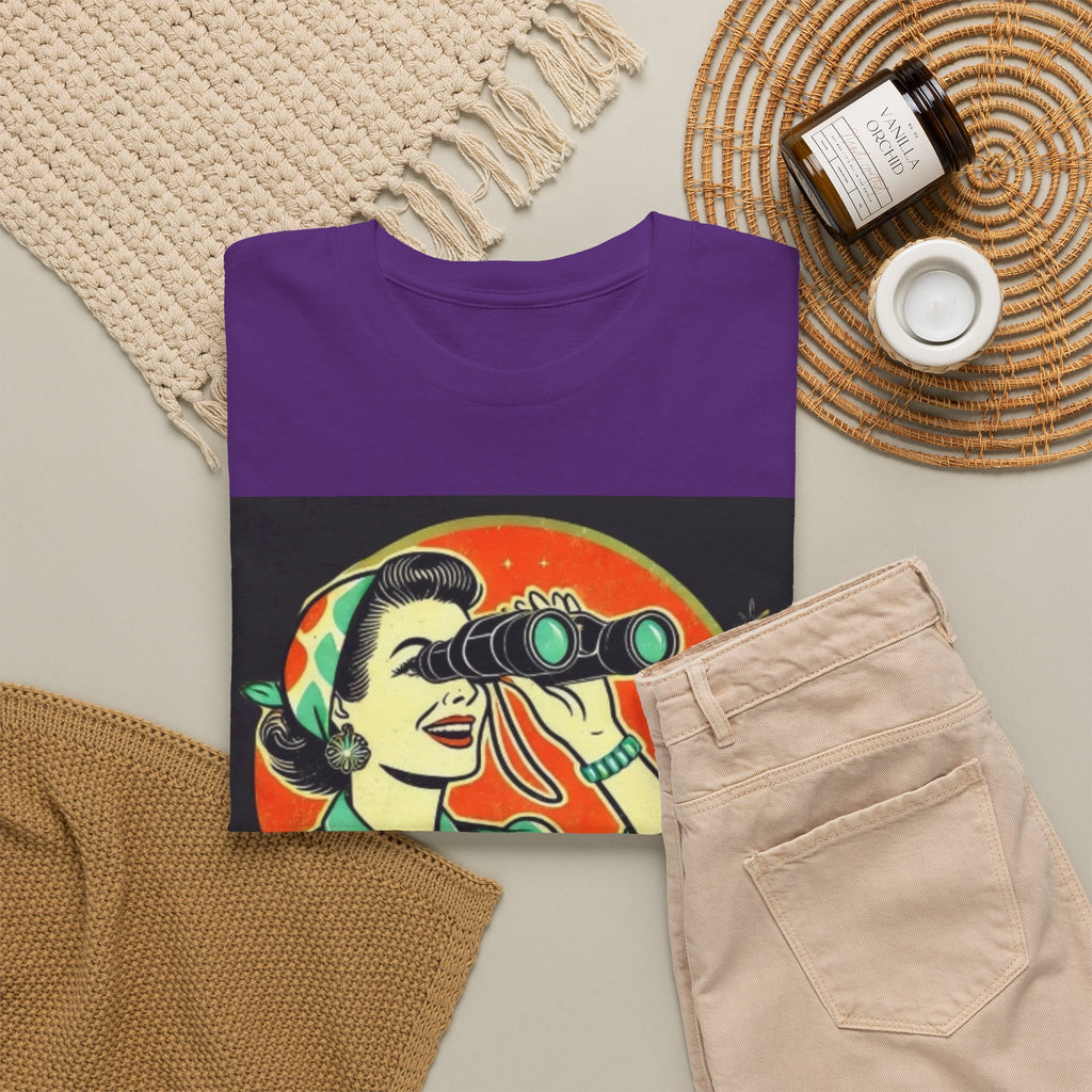 Graphic Tee — "Oh, Look! Nobody Gives a Shit" Retro Binoculars Design