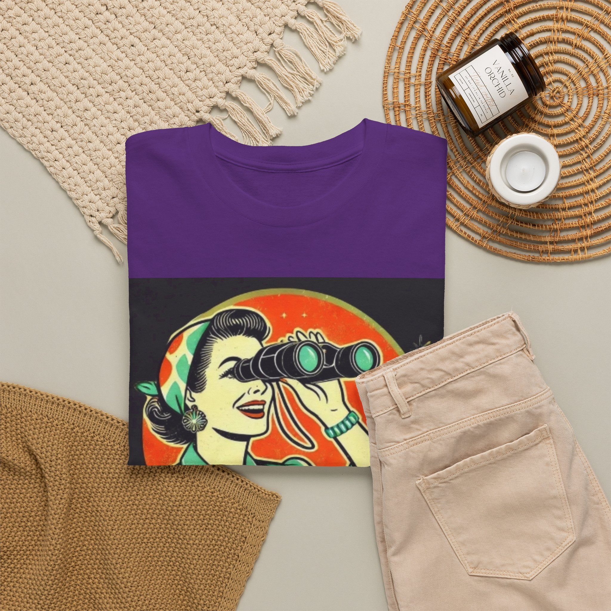Graphic Tee — "Oh, Look! Nobody Gives a Shit" Retro Binoculars Design