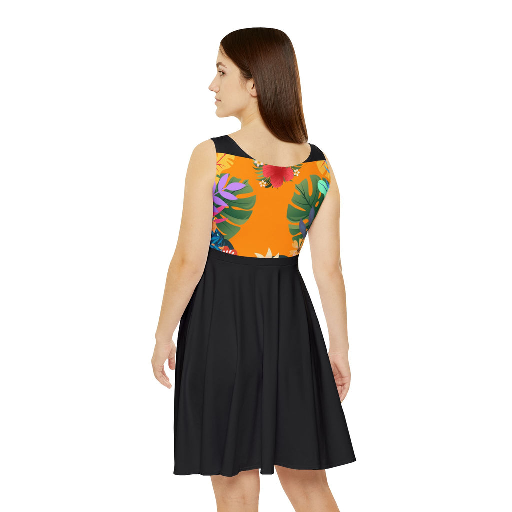 Tropical Floral Skater Dress — Colorful Botanic Print